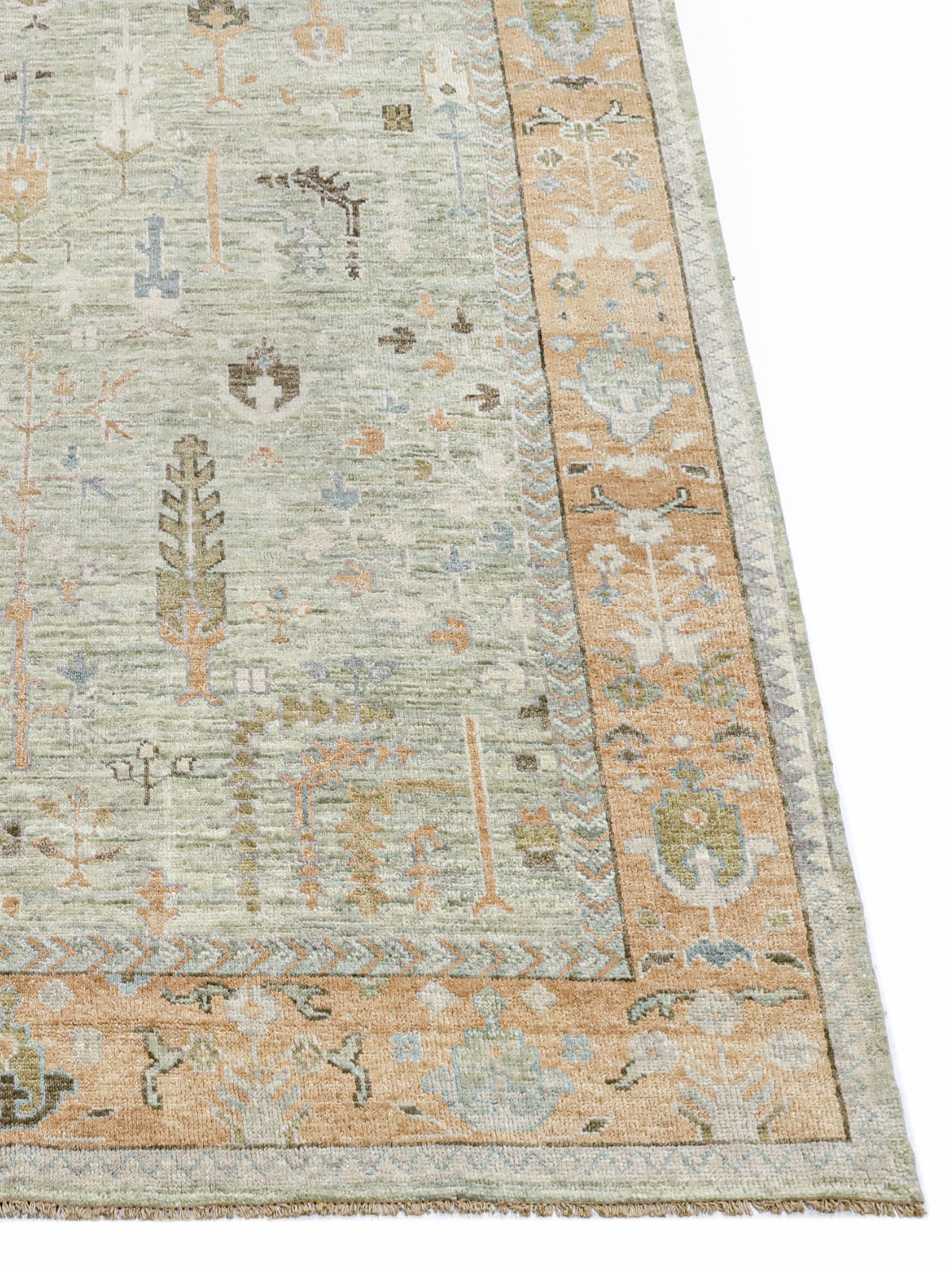 Persian Garden Wool Rug - Sage & Terracotta