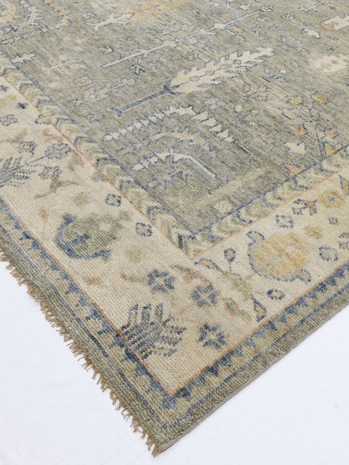 Persian Garden Wool Rug - Olive Slate