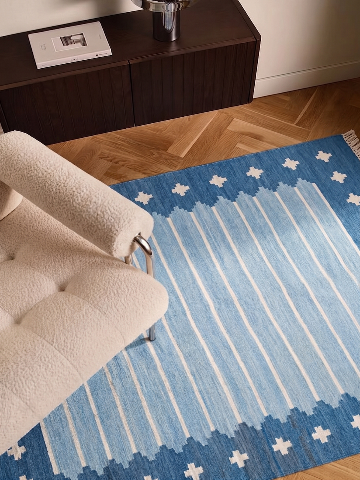Azure Echoes Flatweave Rug