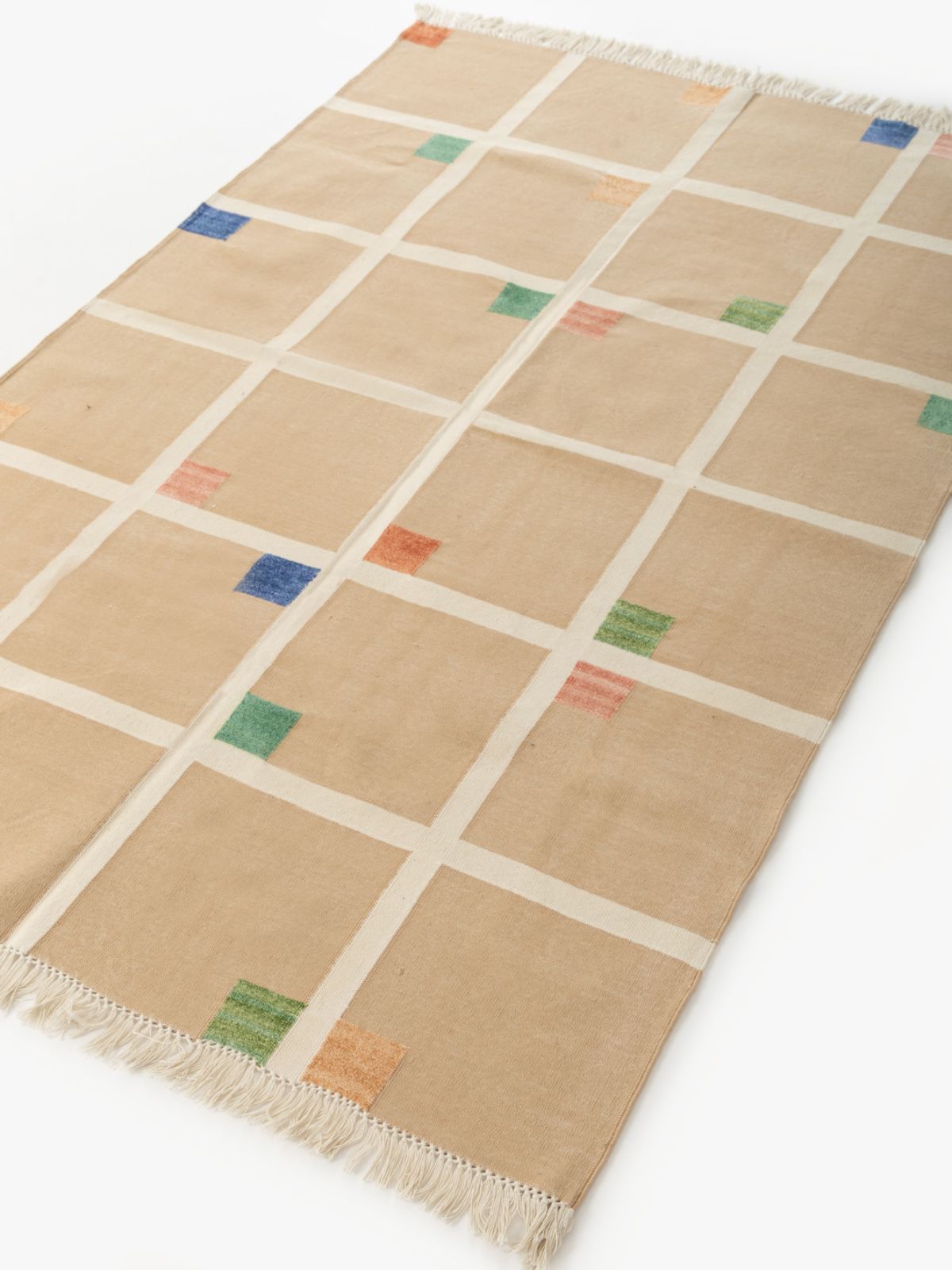 Beige Block Chenille Flatweave Rug_8