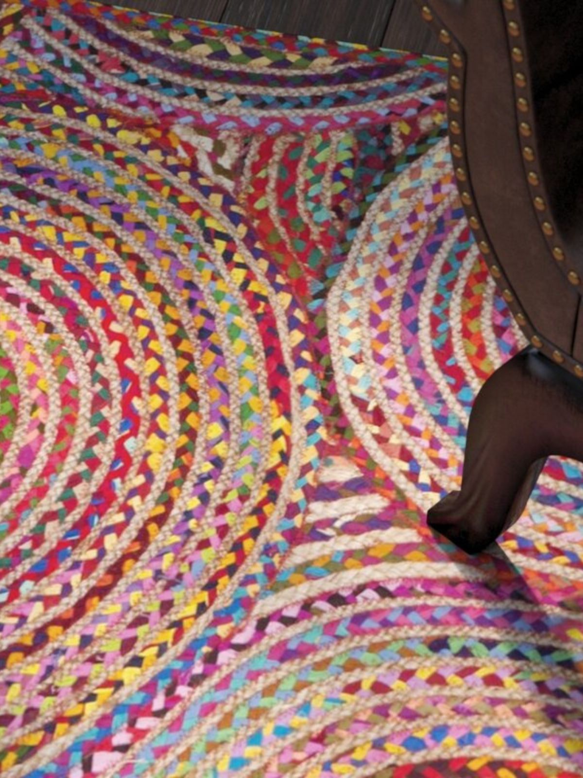 Kinshasha ellipse multicoloured braided area rug_3