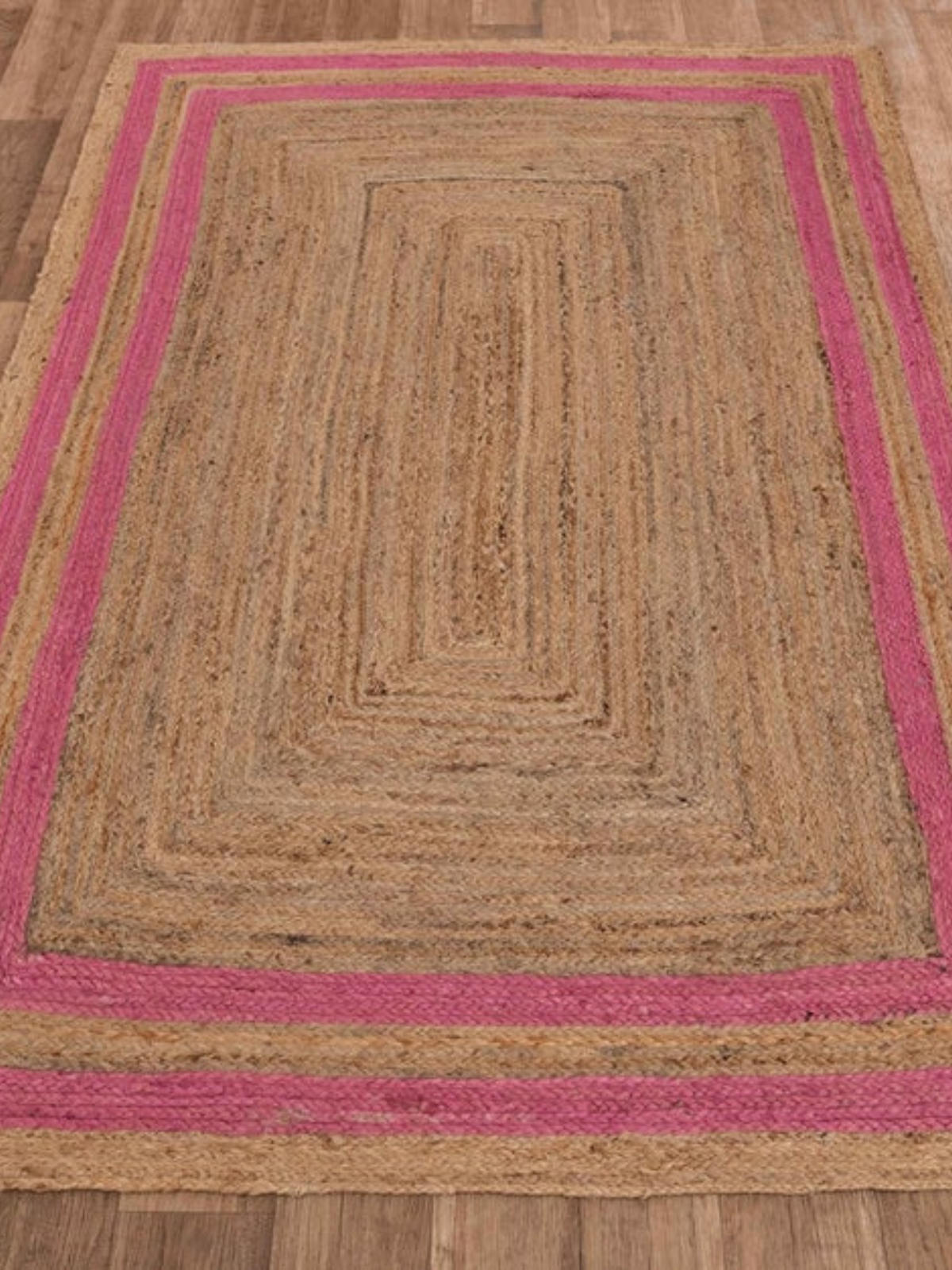 Niamey double border jute braided area rug-Pink_3