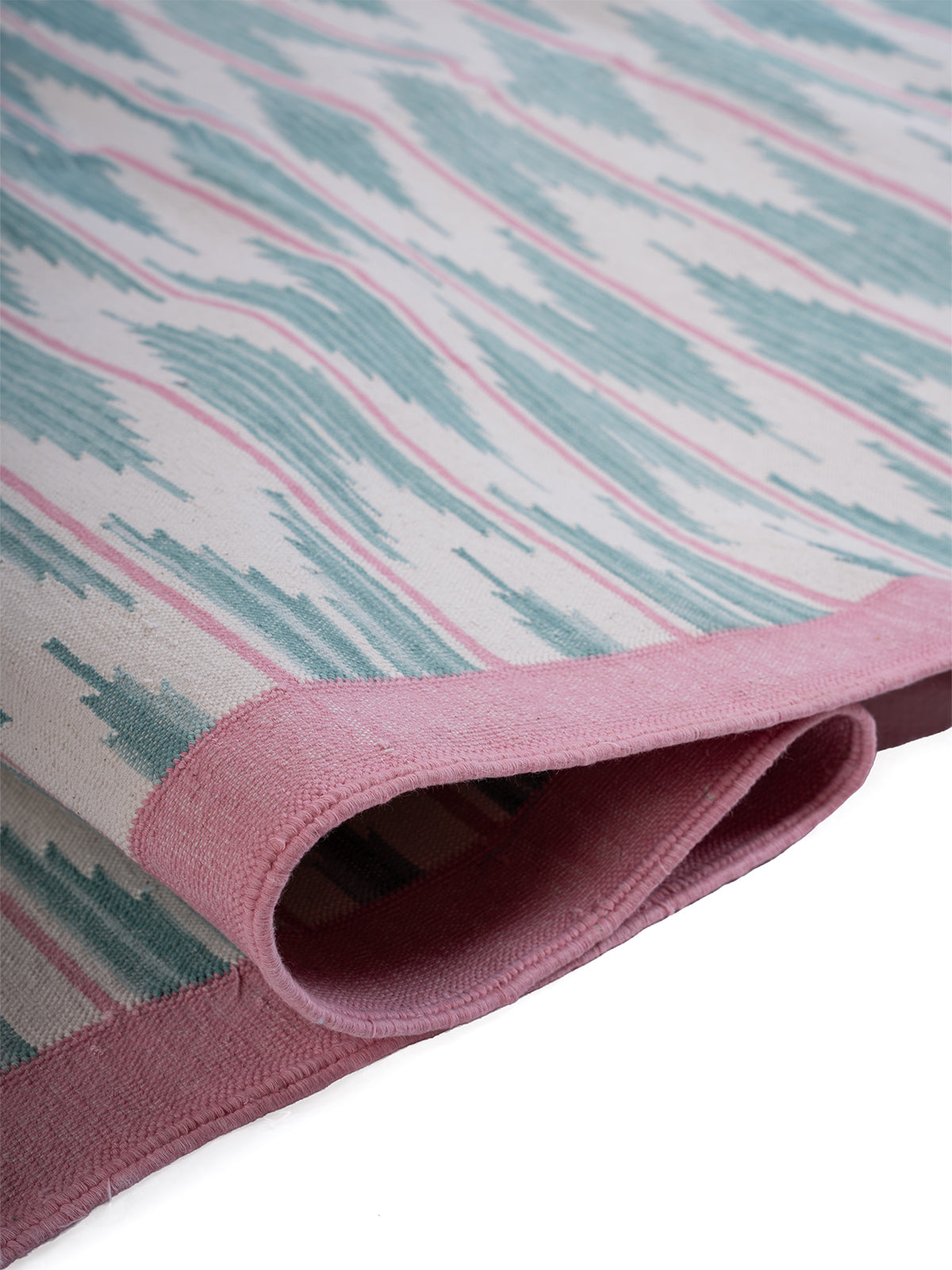Aqua Ikat Flatweave Rug