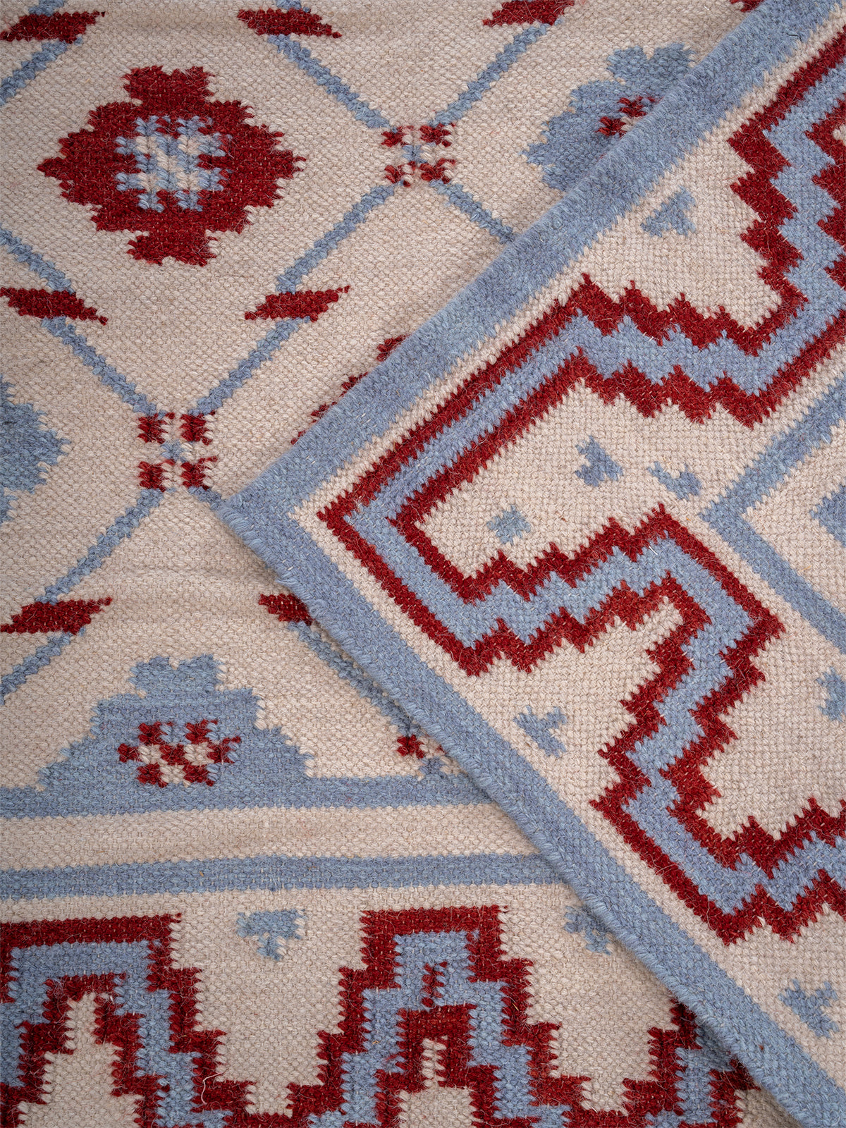 Crimson Lattice Flatweave Rug
