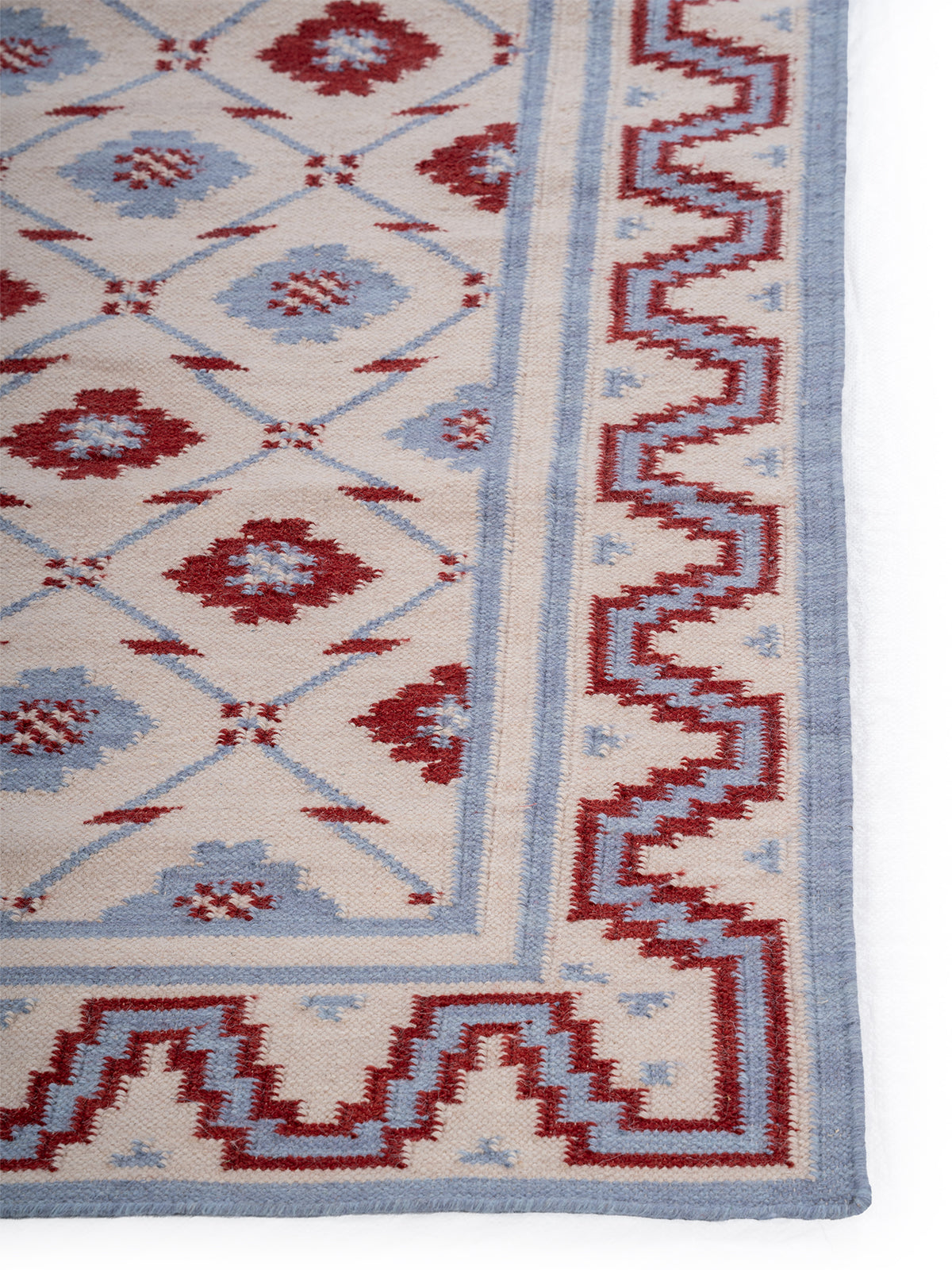 Crimson Lattice Flatweave Rug
