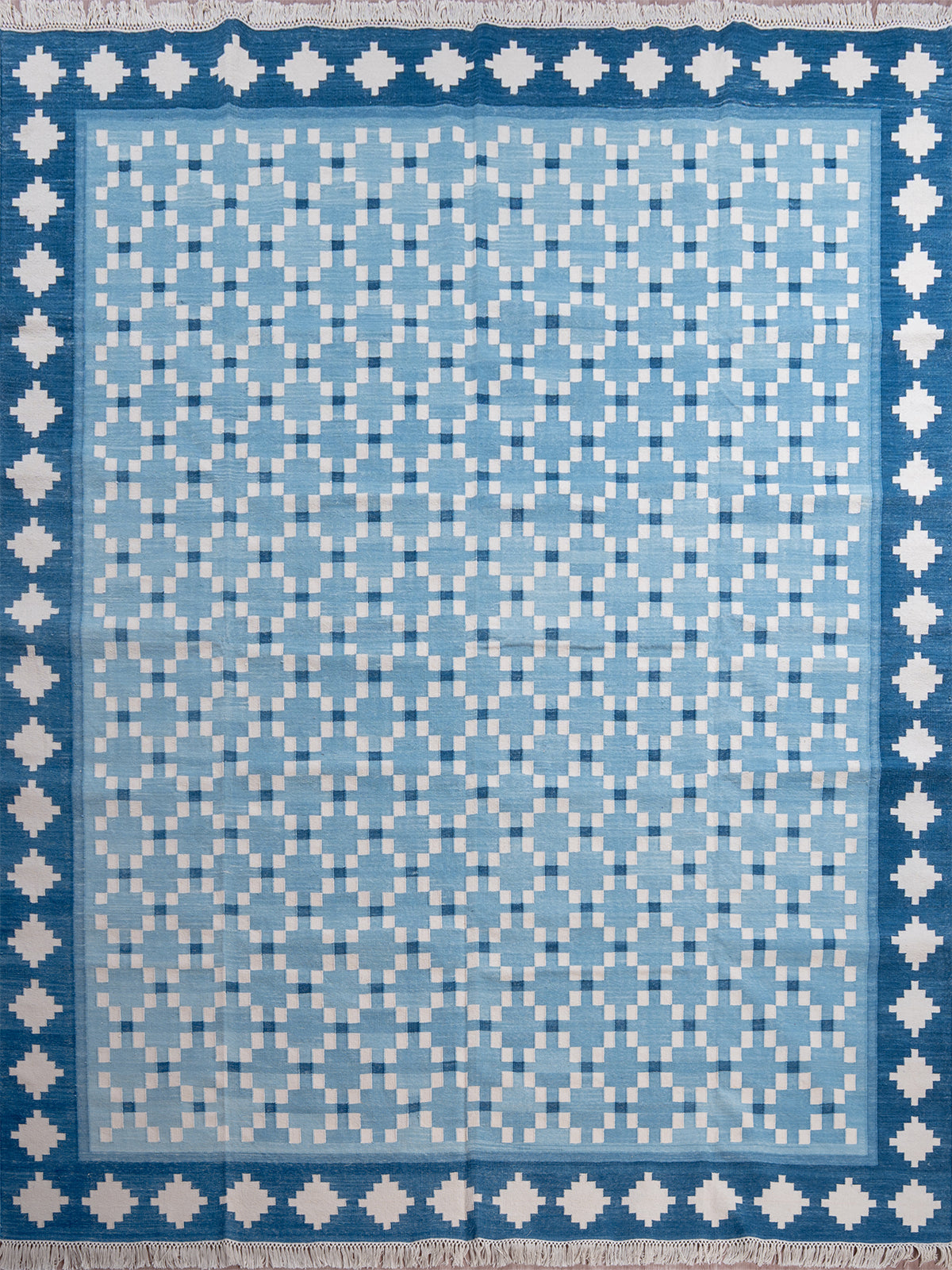 Blue Mosaic Flatweave Rug