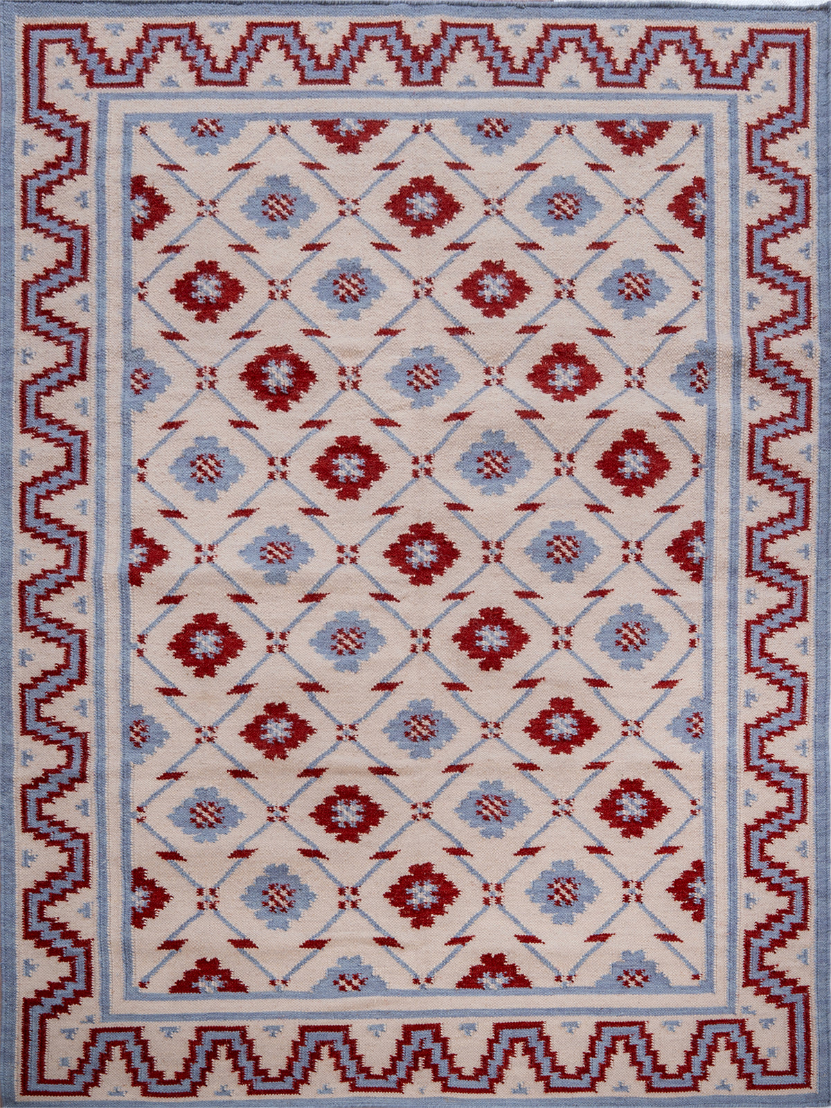 Crimson Lattice Flatweave Rug