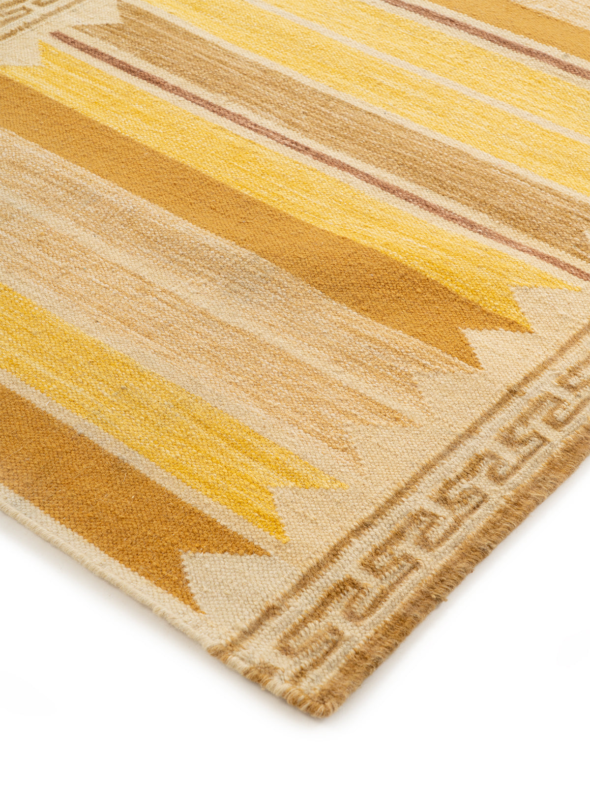 Aegean Block Border Runner-Mustard close-up showing the wool weave and geometric surface