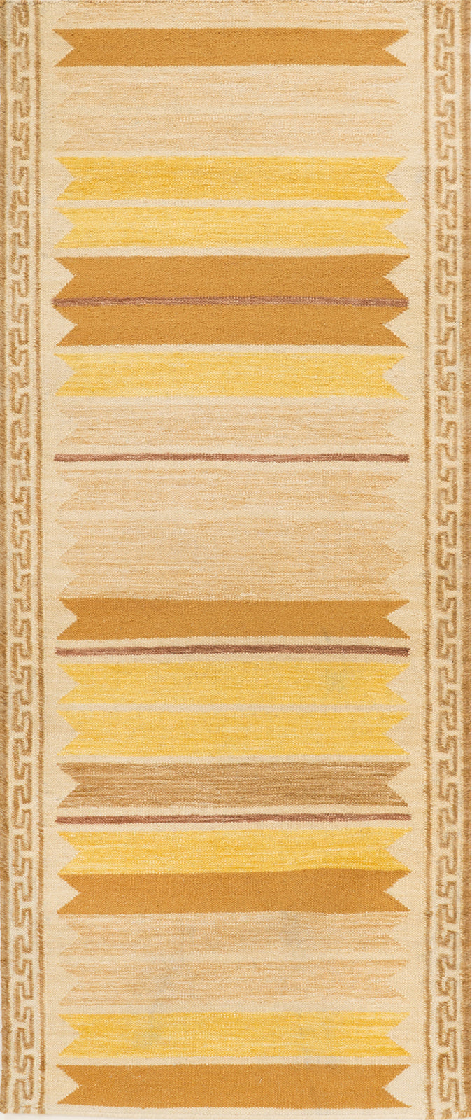 Aegean Block Border Runner-Mustard in wool
