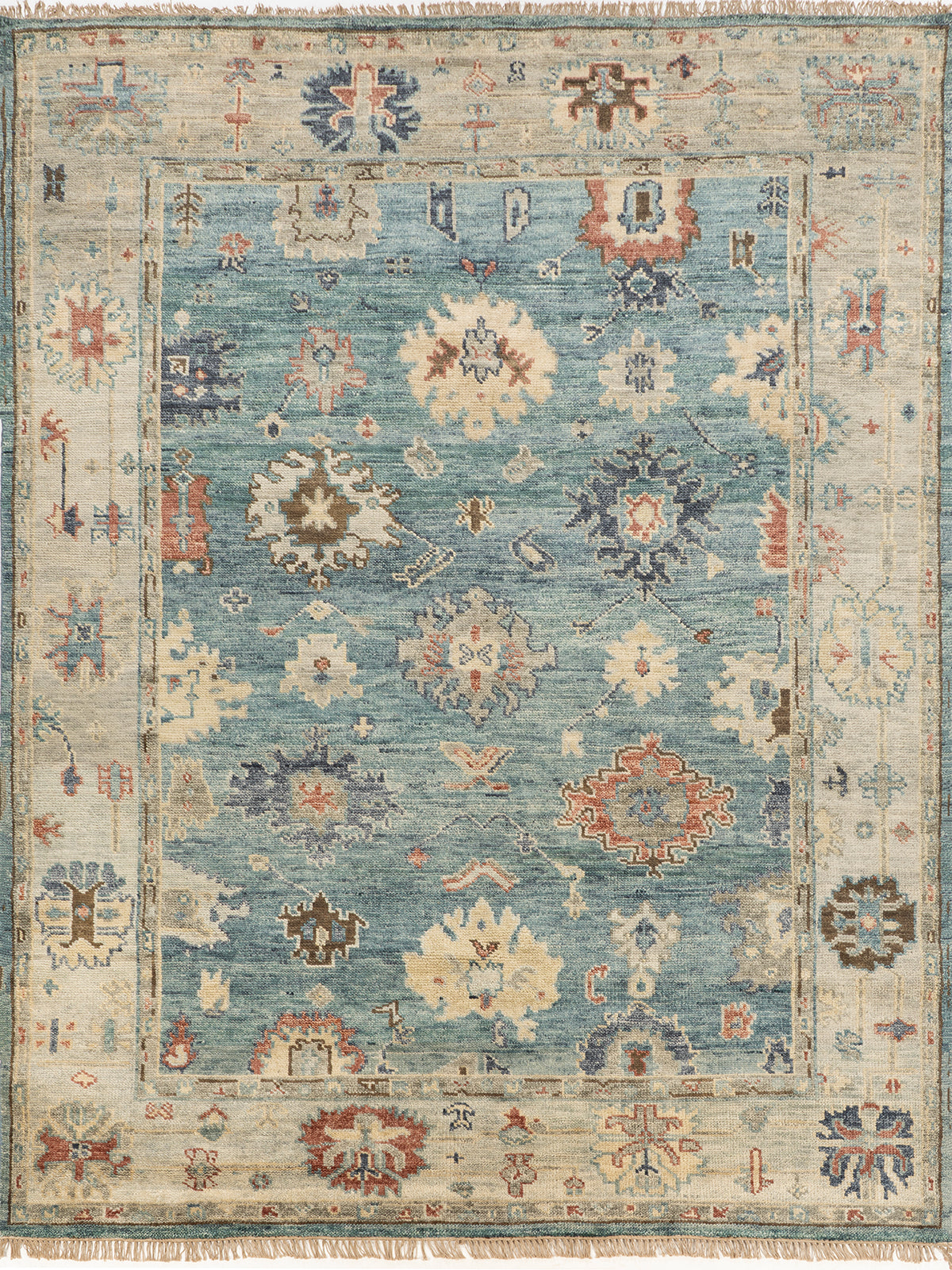 Aegean Medallion Wool Rug handspun wool rug in blue tones
