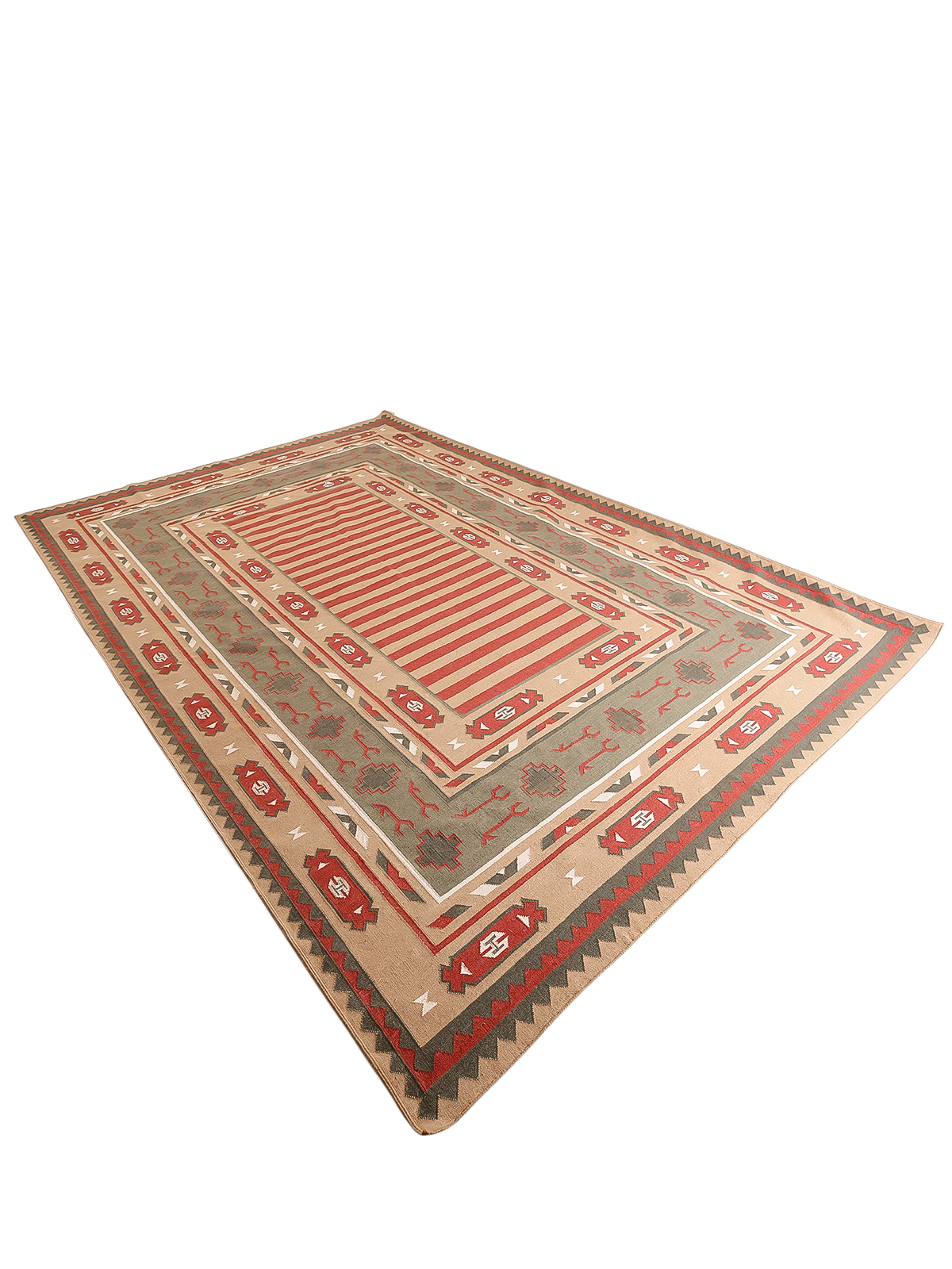 Amritsar Elegance Vintage Dhurrie Rug -Earthy - additional product view showing the cotton rug