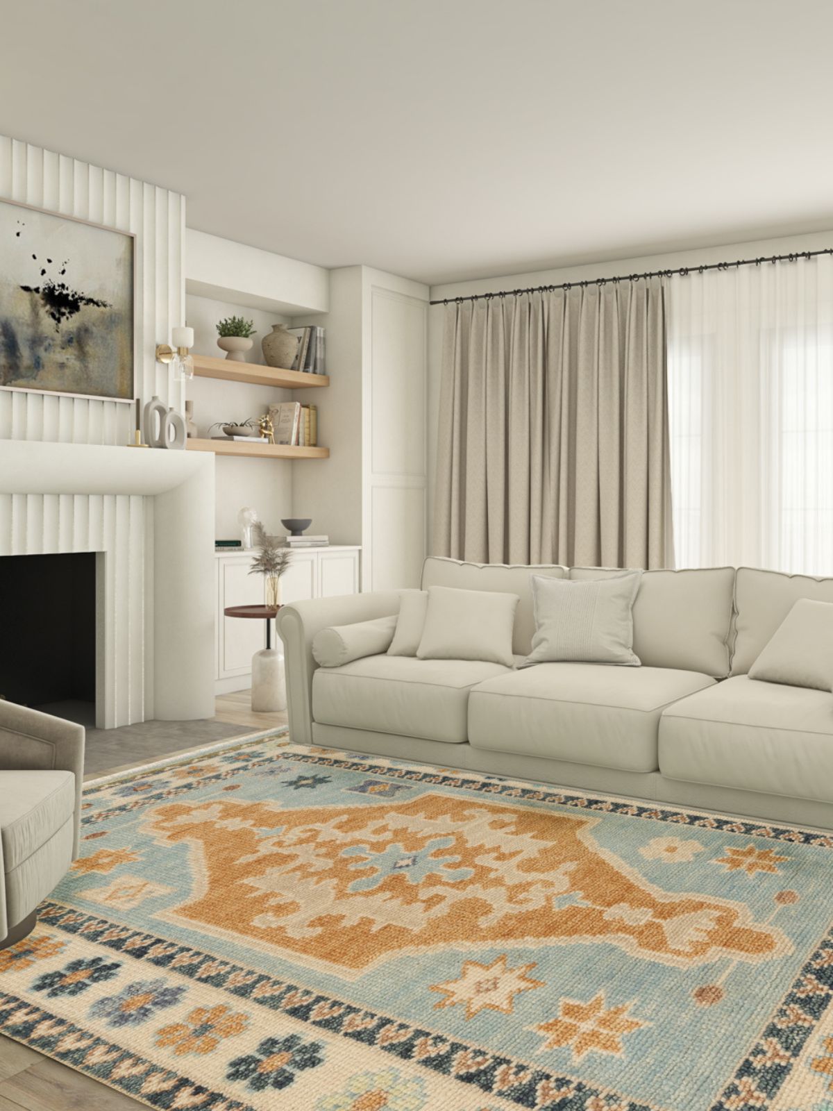 Anatolian Essence Turkish Oushak Rug - additional product view showing the wool rug