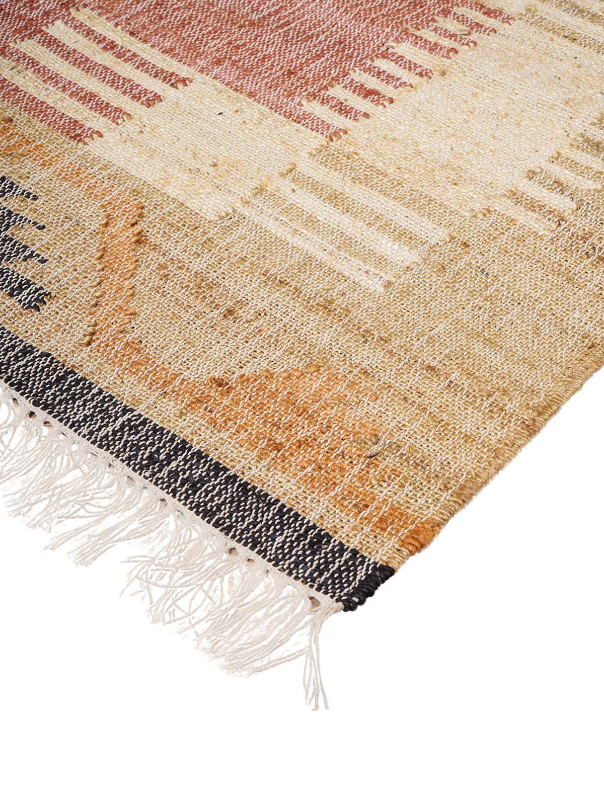 Ancient Trails Jute Kilim Rug close-up showing the jute weave and traditional motif