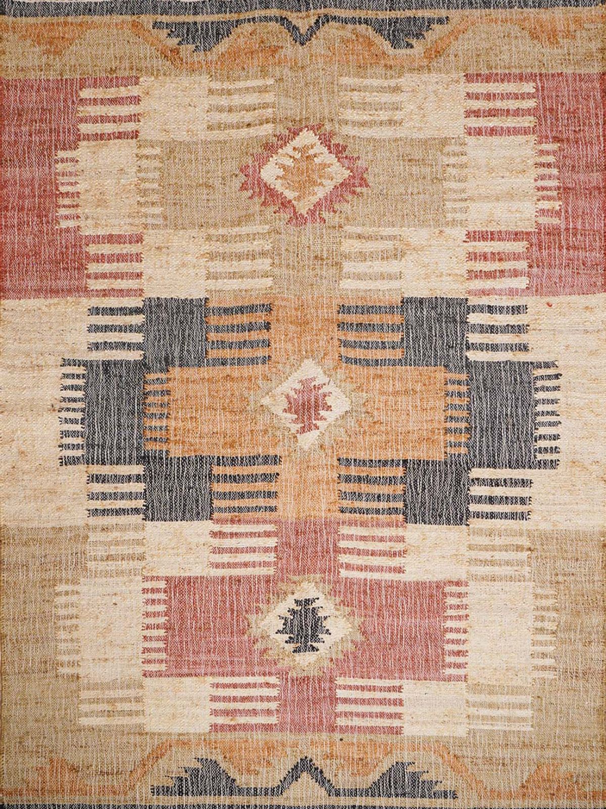 Ancient Trails Jute Kilim Rug jute rug in brown tones