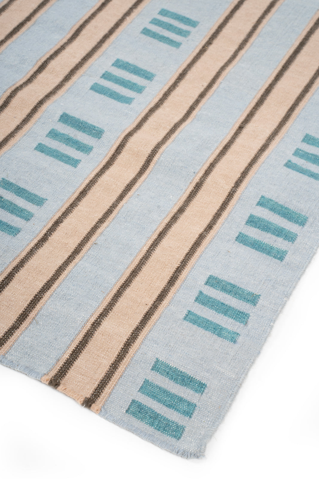 Aqua Breeze Wool Runner close-up showing the wool weave and stripes surface