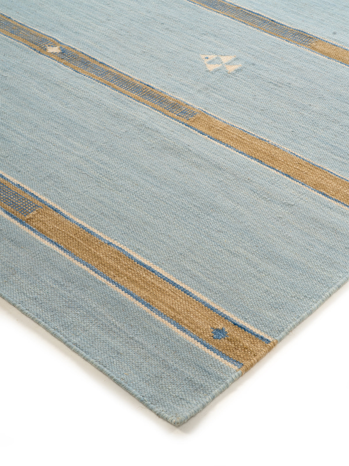 Aqua Shoal Wool Rug close-up showing the wool weave and surface texture