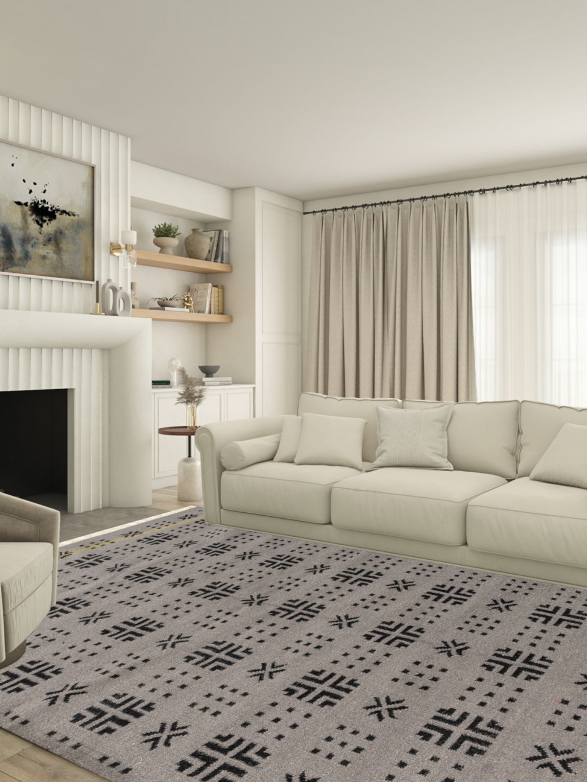Arrow Dot Weave Rug - texture detail showing cotton surface