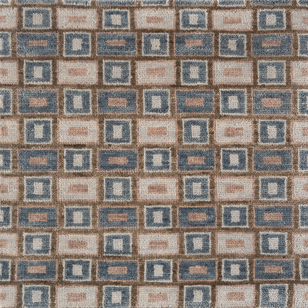 Artisan's Trace : Indigo Portico wool rug in blue tones, overhead view
