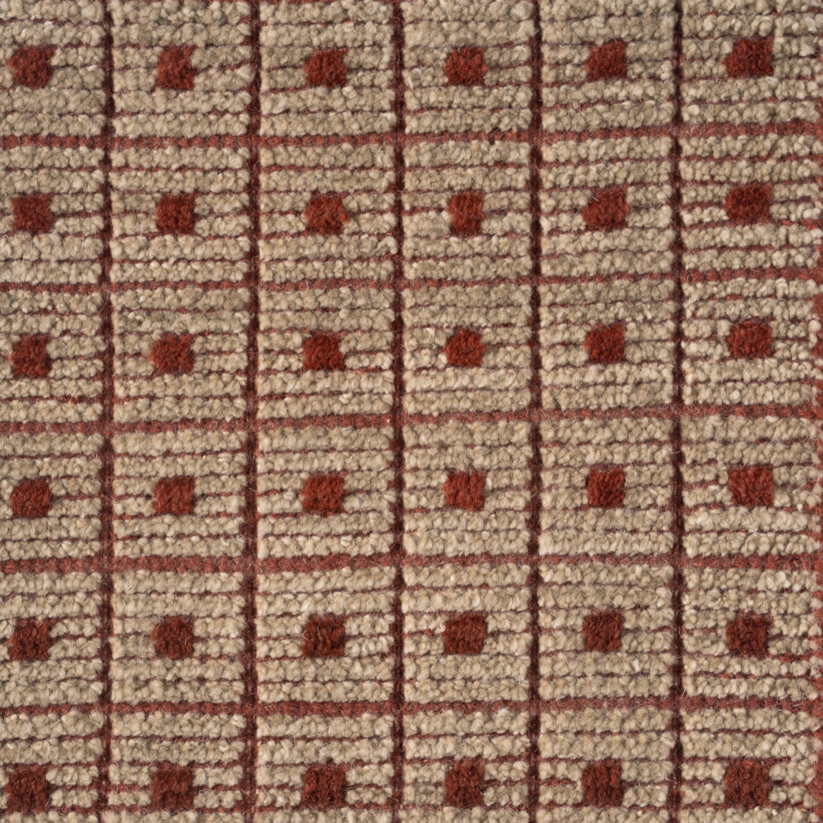 Artisan's Trace : Terra Cotta Block wool rug in red tones, overhead view