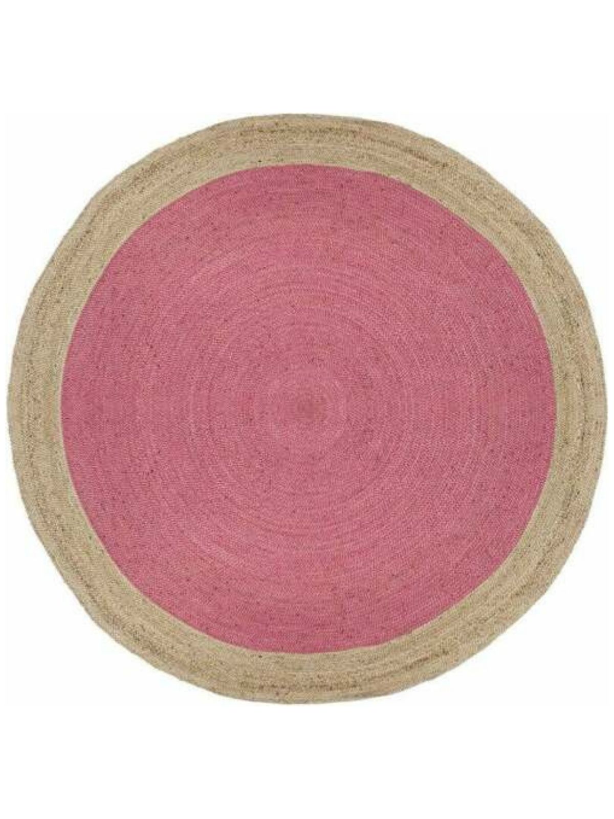 Asmara bordered round rug-Pink cotton rug in pink tones