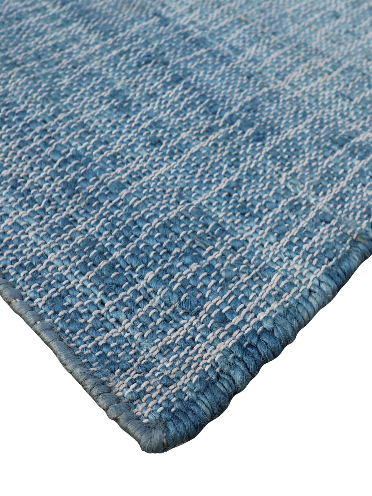Aurora Cotton Jute Rug-Blue cross-hatched pattern detail in cotton-jute