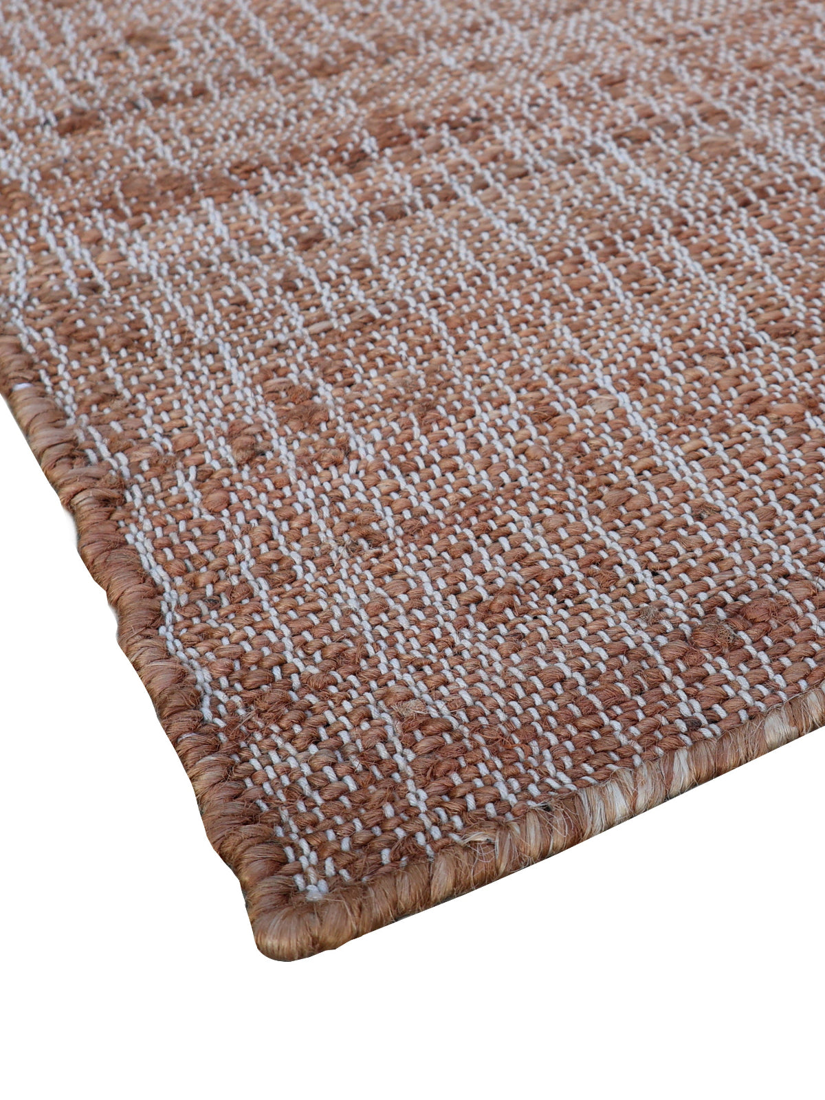 Aurora Cotton Jute Rug-Peach cross-hatched pattern detail in cotton-jute