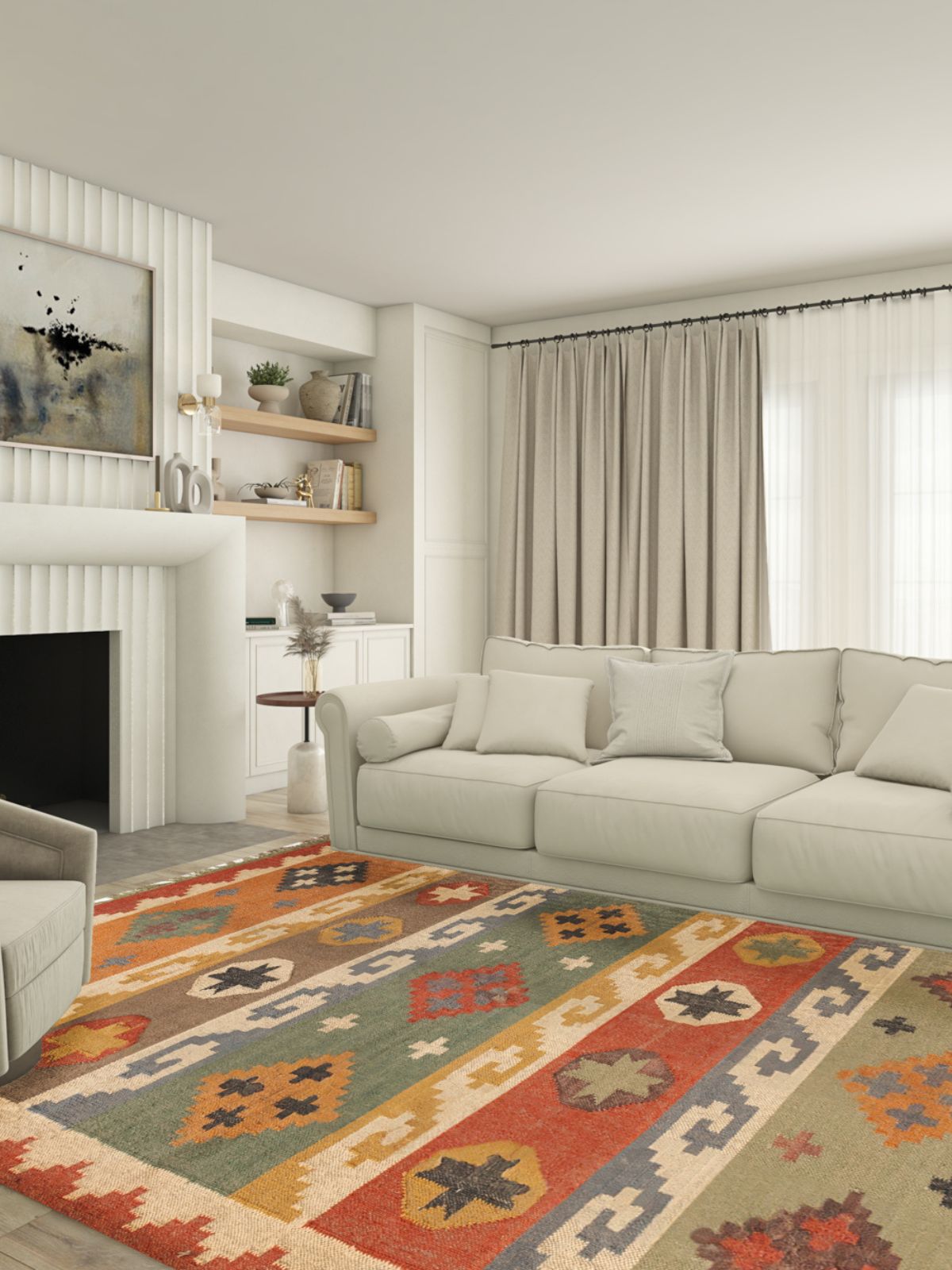 Autumn whisper Kilim Rug - additional product view showing the cotton rug