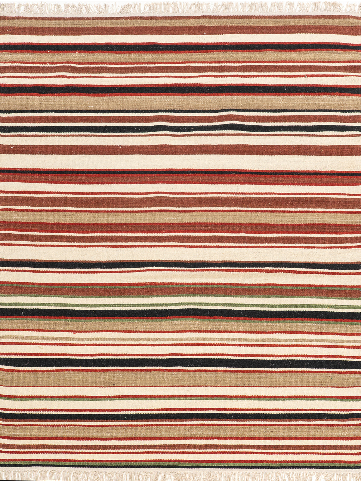 Autumnal Stripe Wool Rug wool rug in brown tones