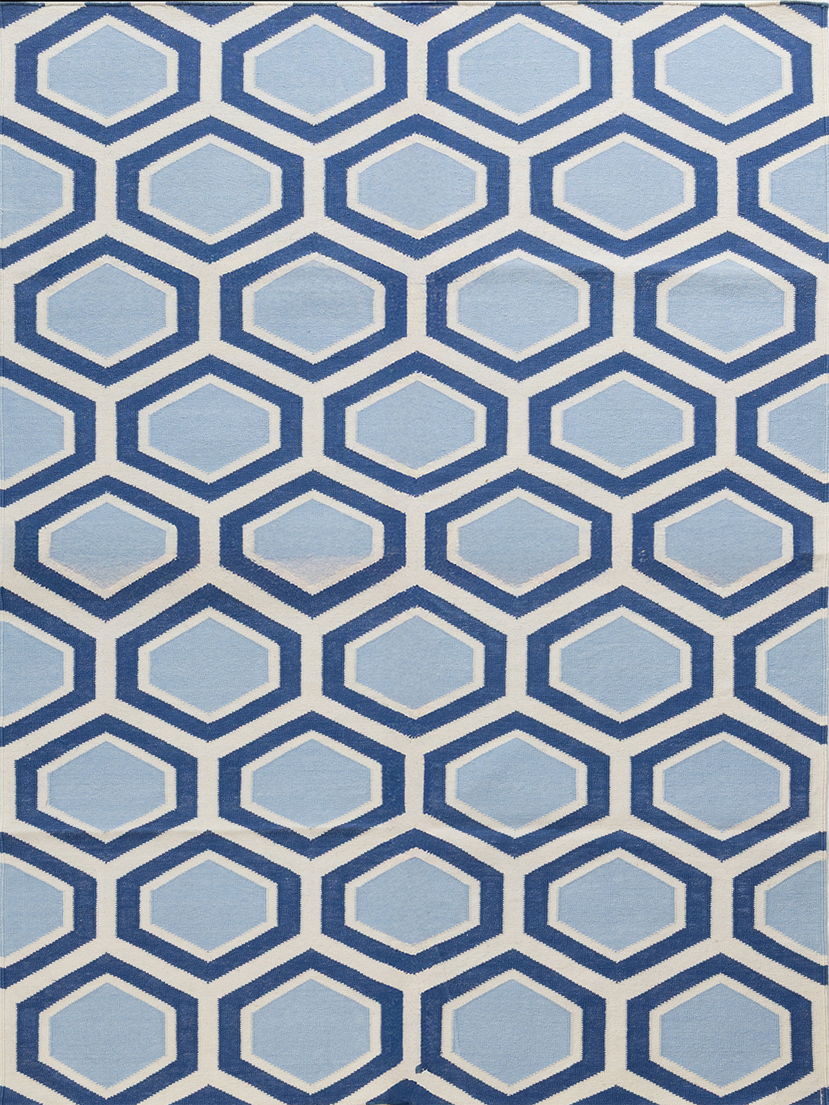 Azure Hive Flatweave Rug cotton rug in blue tones