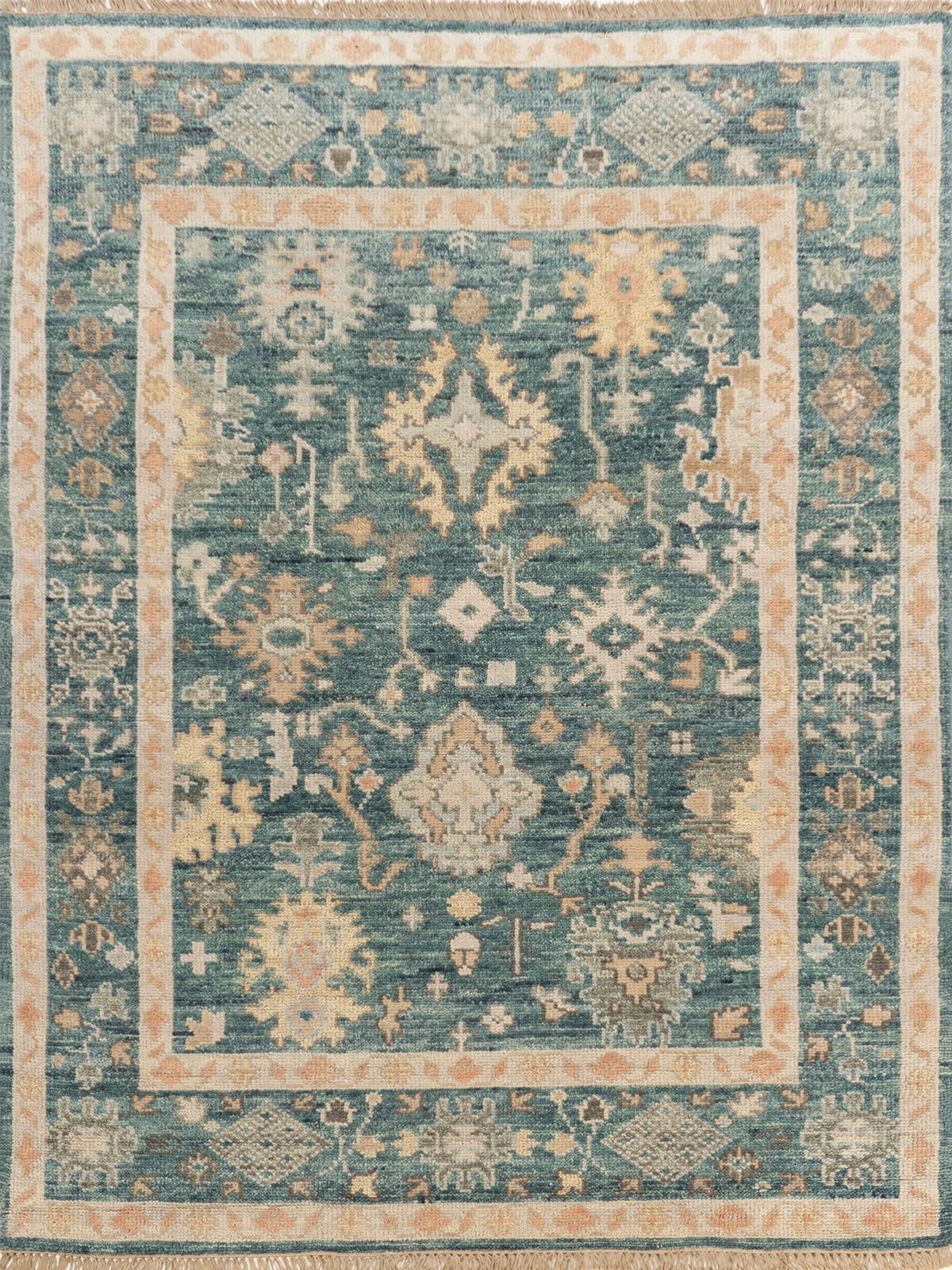 Azure Mahal Wool Rug handspun wool rug in blue tones