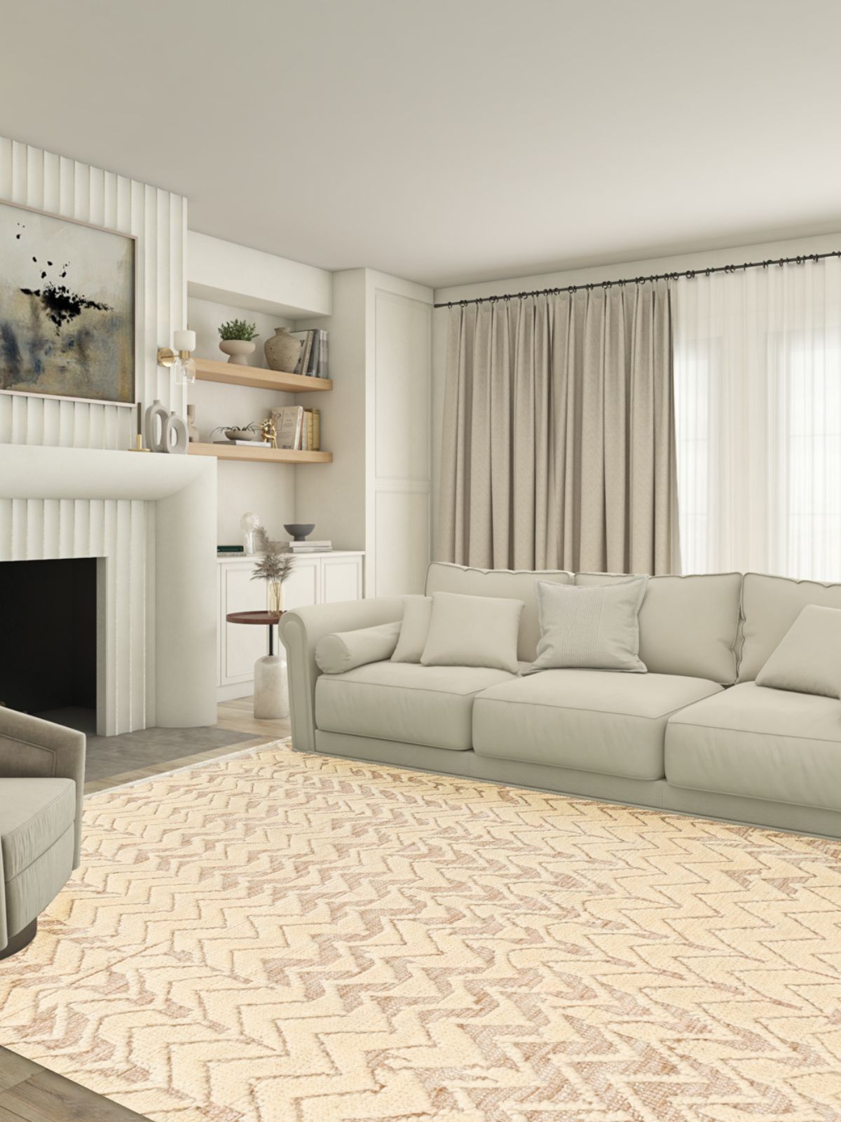 Beige Breeze Hand-Knotted Rug - additional product view showing the wool rug