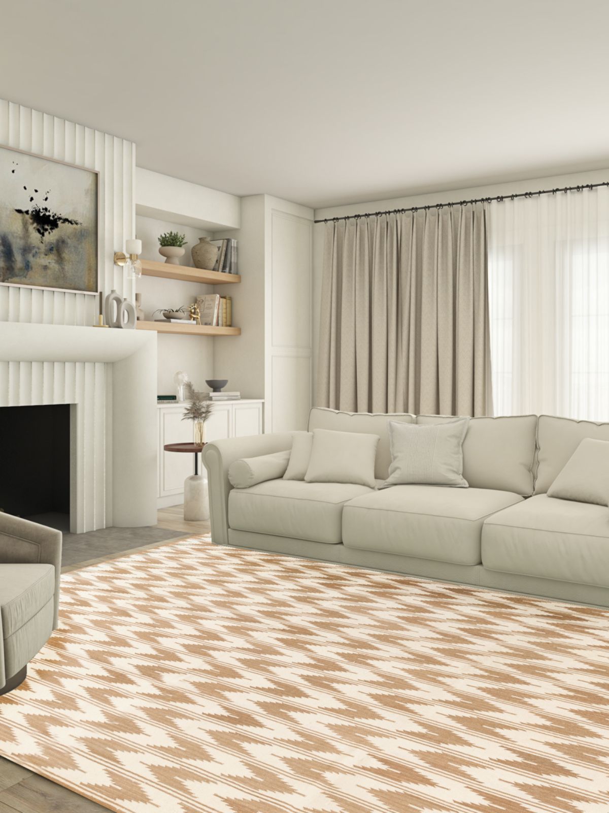 Beige Mist Ikat Dreams Rug - additional product view showing the cotton rug
