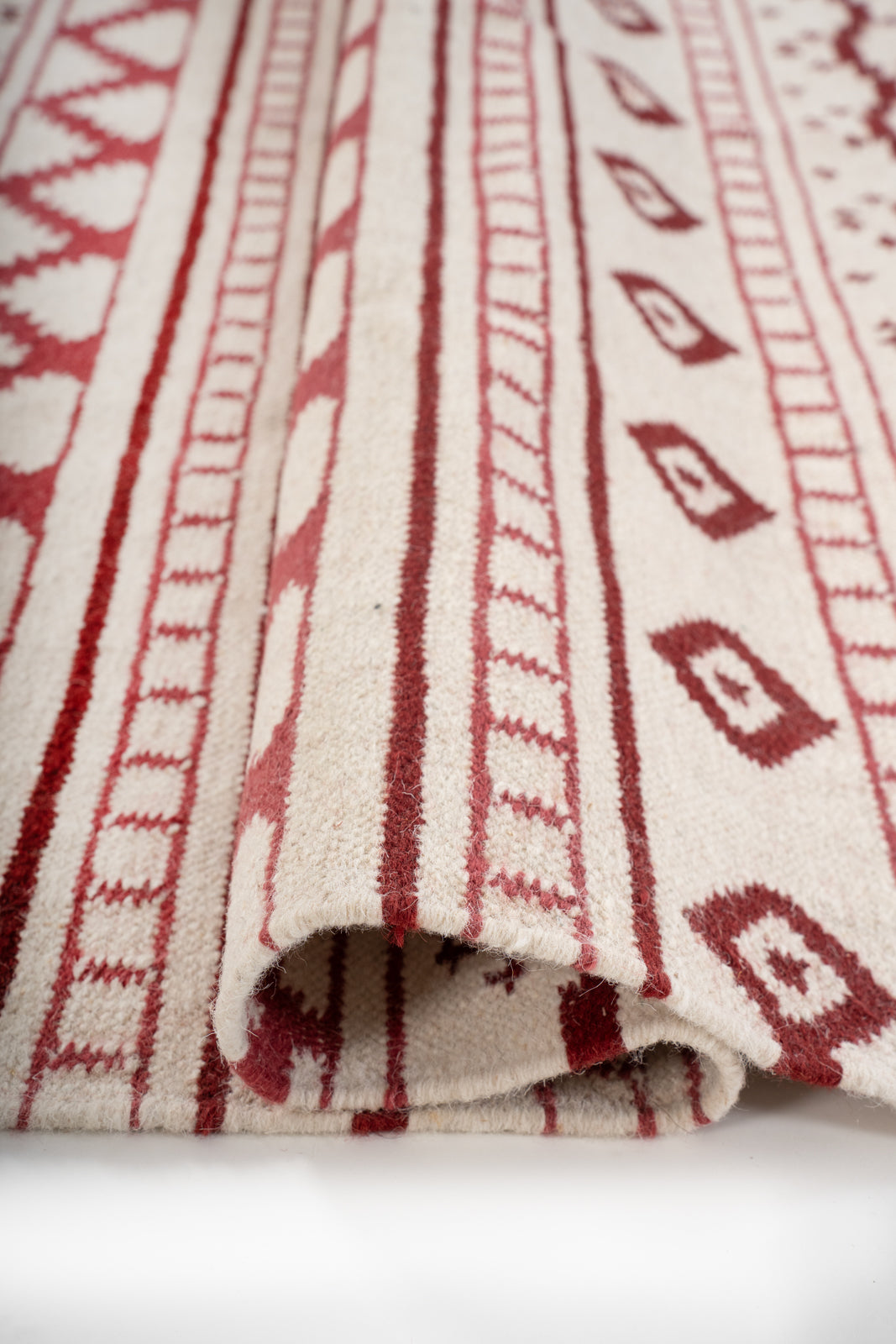 Bhuj Crimson Weave Rug - texture detail showing wool surface