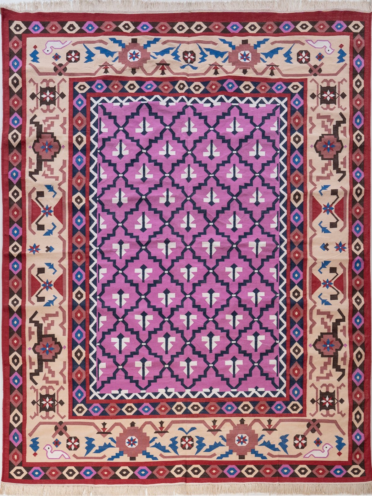 Bikaner Heritage Vintage Cotton Dhurrie Rug cotton rug in multicoloured tones
