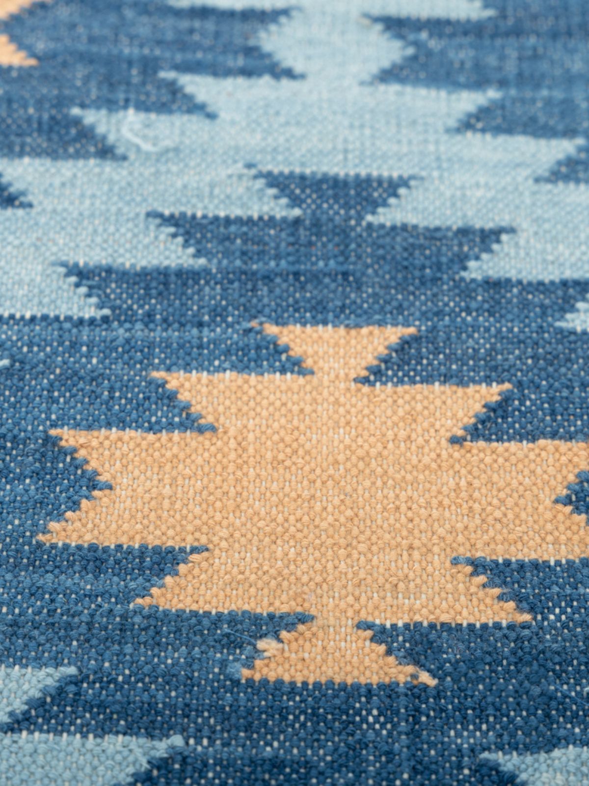Blue Hellenic Flatweave Rug - texture detail showing cotton surface