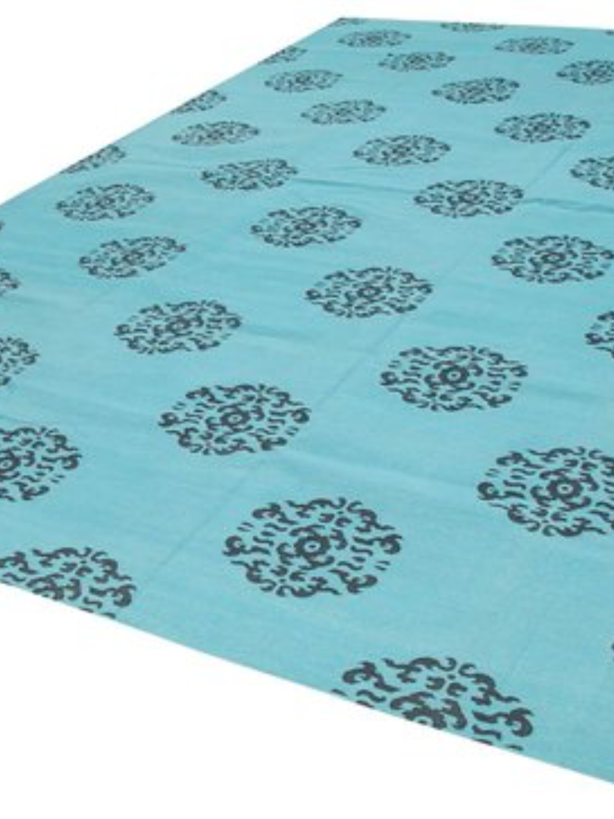 Blue Medallion Cotton Rug cotton rug styled in a living room interior