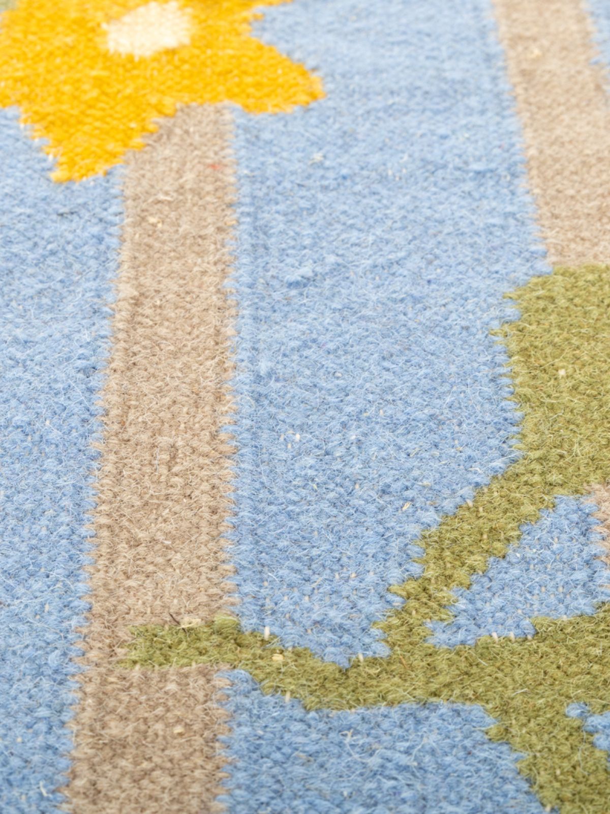 Bluebell Vine Flatweave Rug - texture detail showing cotton surface