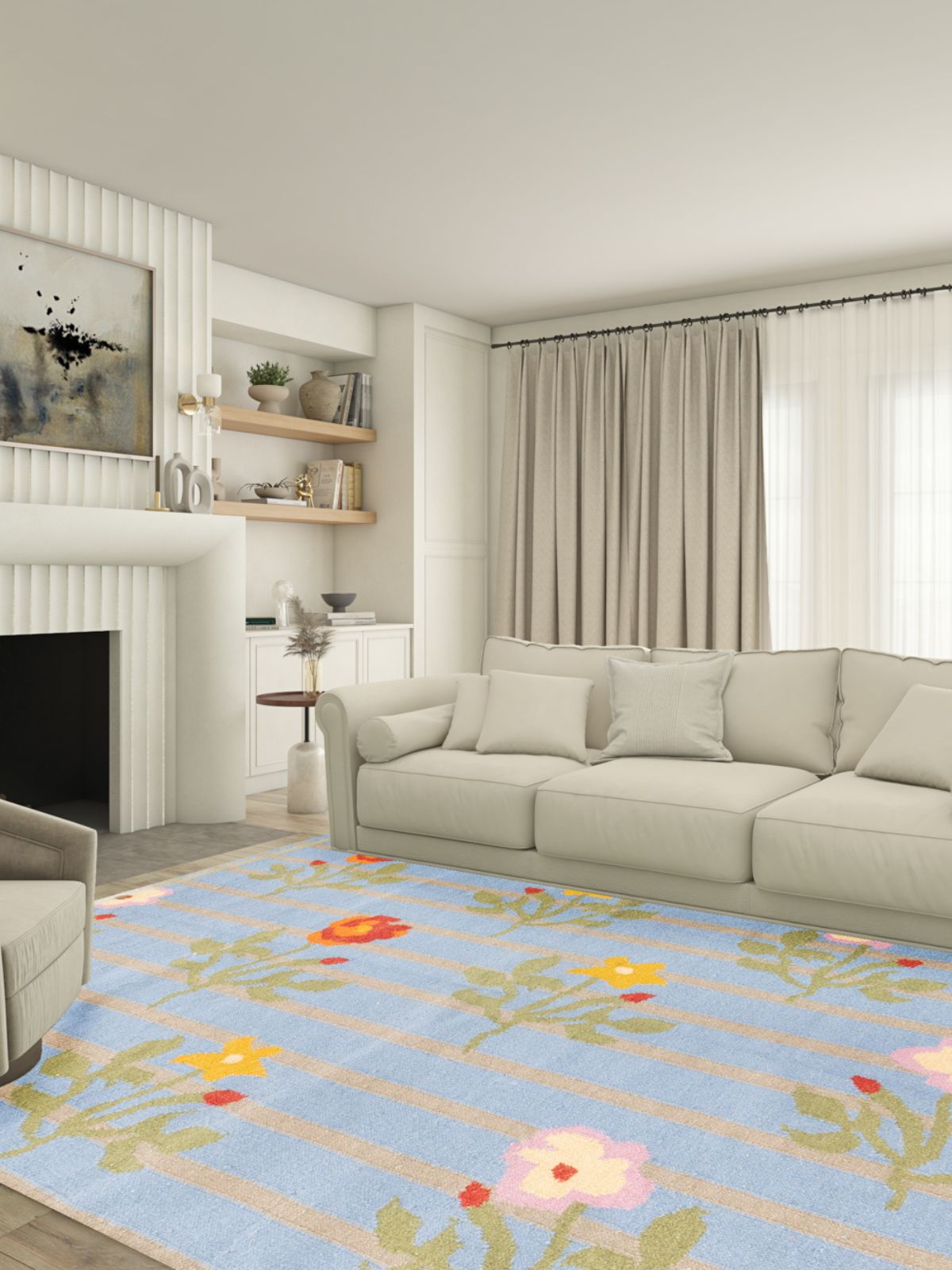 Bluebell Vine Flatweave Rug - texture detail showing cotton surface