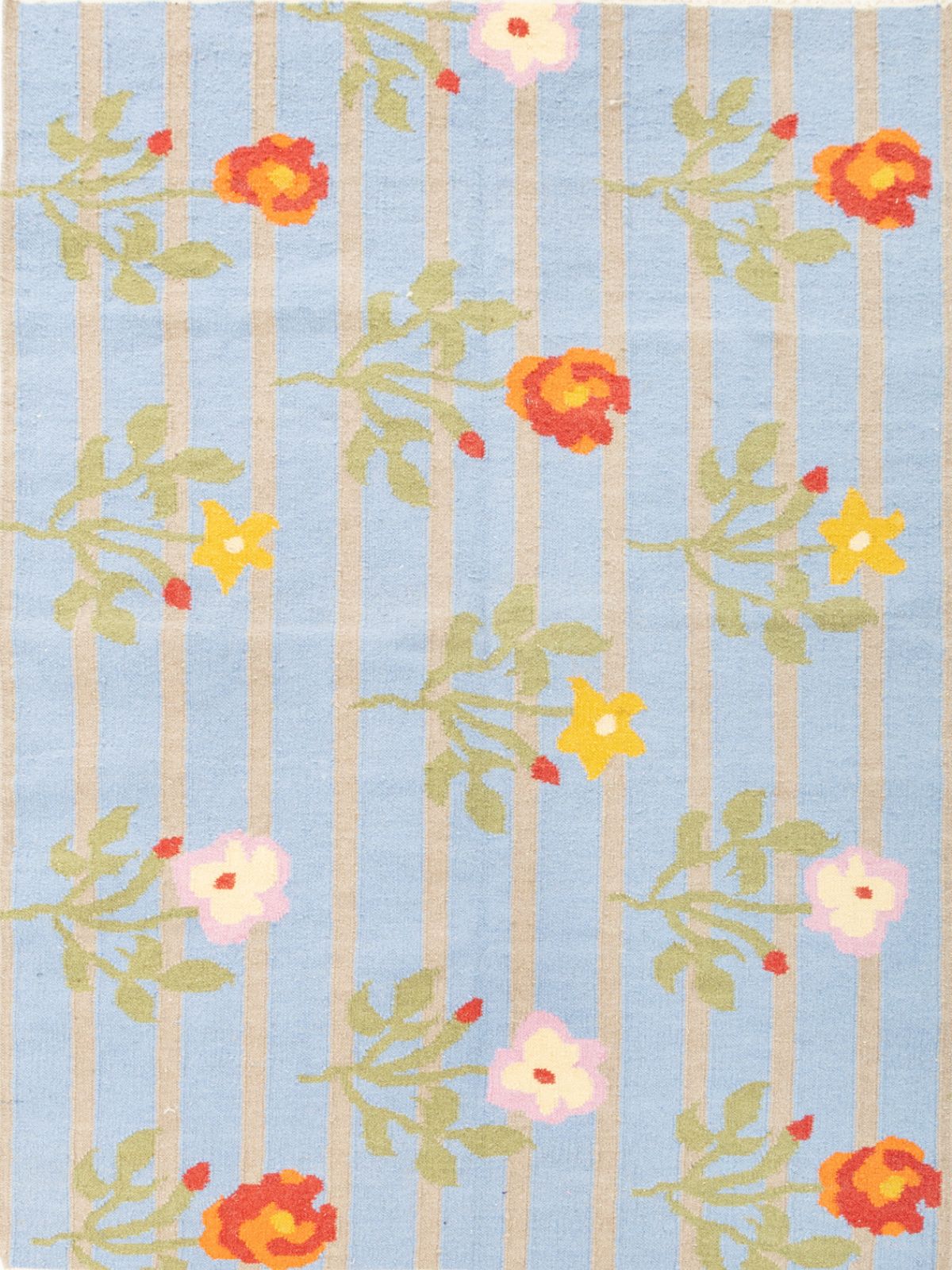 Bluebell Vine Flatweave Rug cotton rug in multicoloured tones