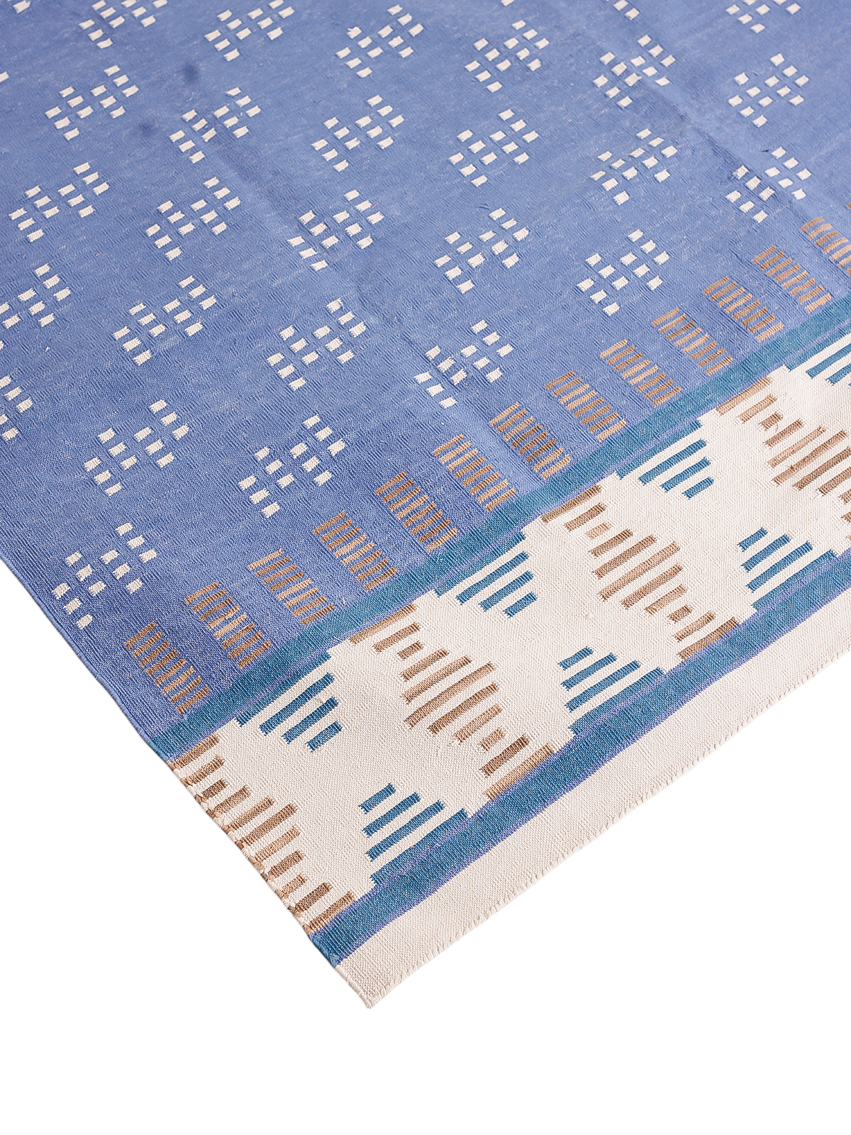 Bluecroft Cotton Flatweave Rug close-up showing the cotton weave and striped pattern