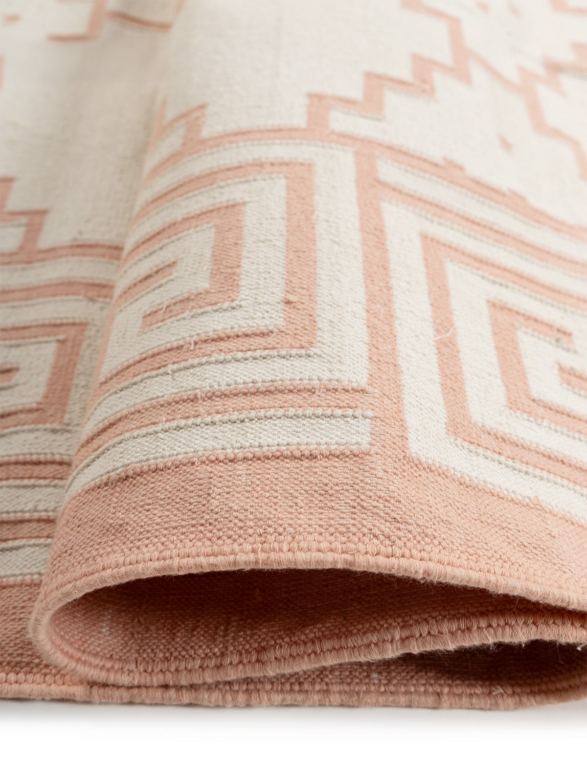 Blush Maze Dhurrie Rug - additional product view showing the cotton rug