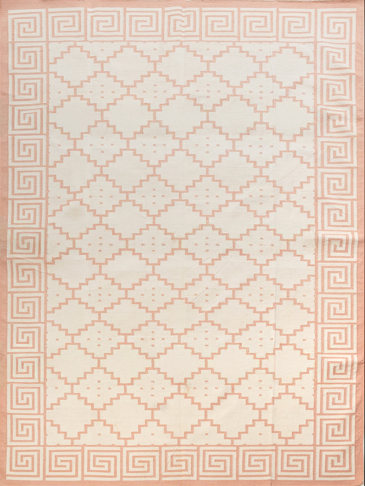 Blush Maze Dhurrie Rug cotton rug in pink tones