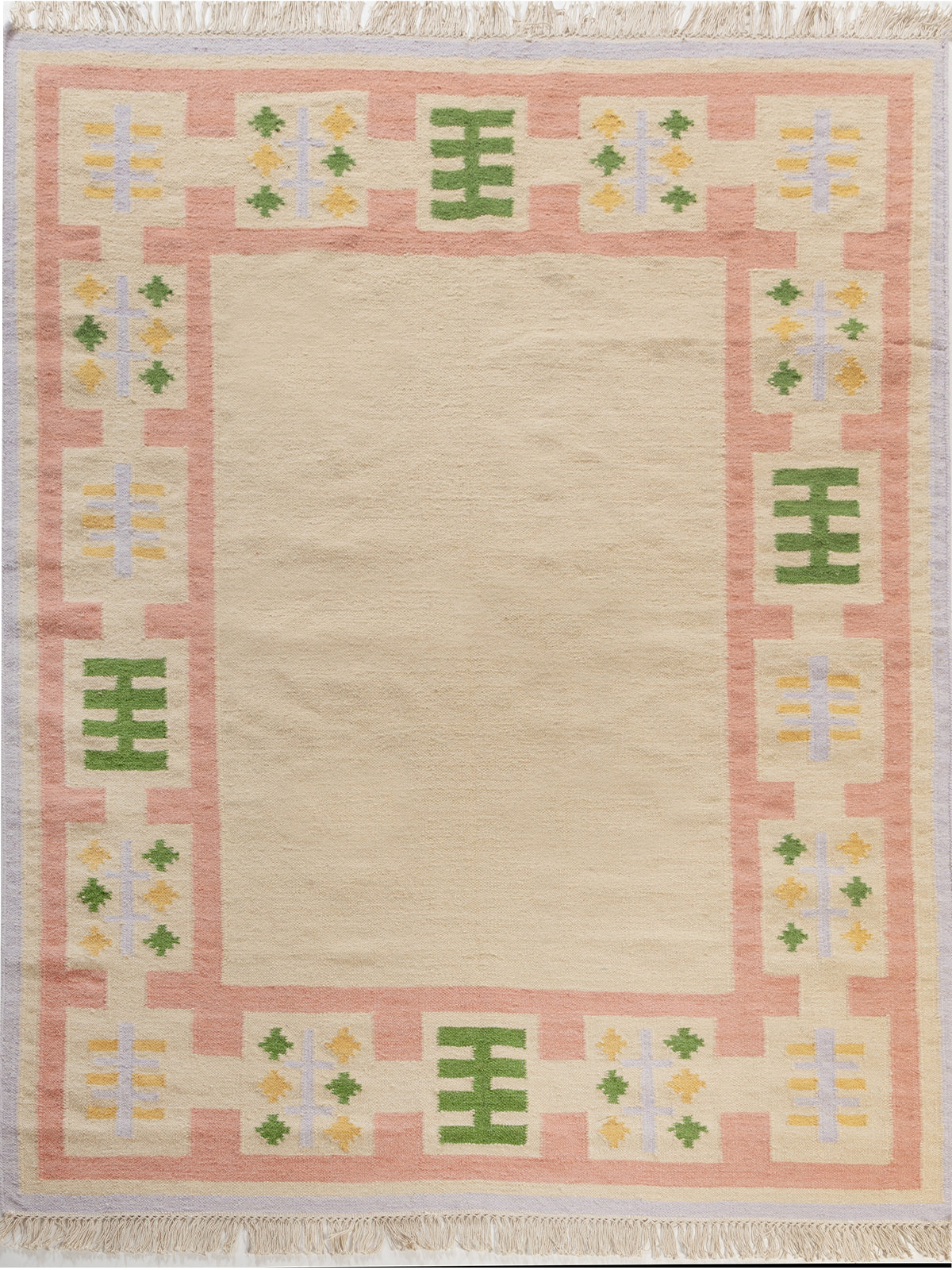 Blush Meadow Border Rug wool rug in pink tones