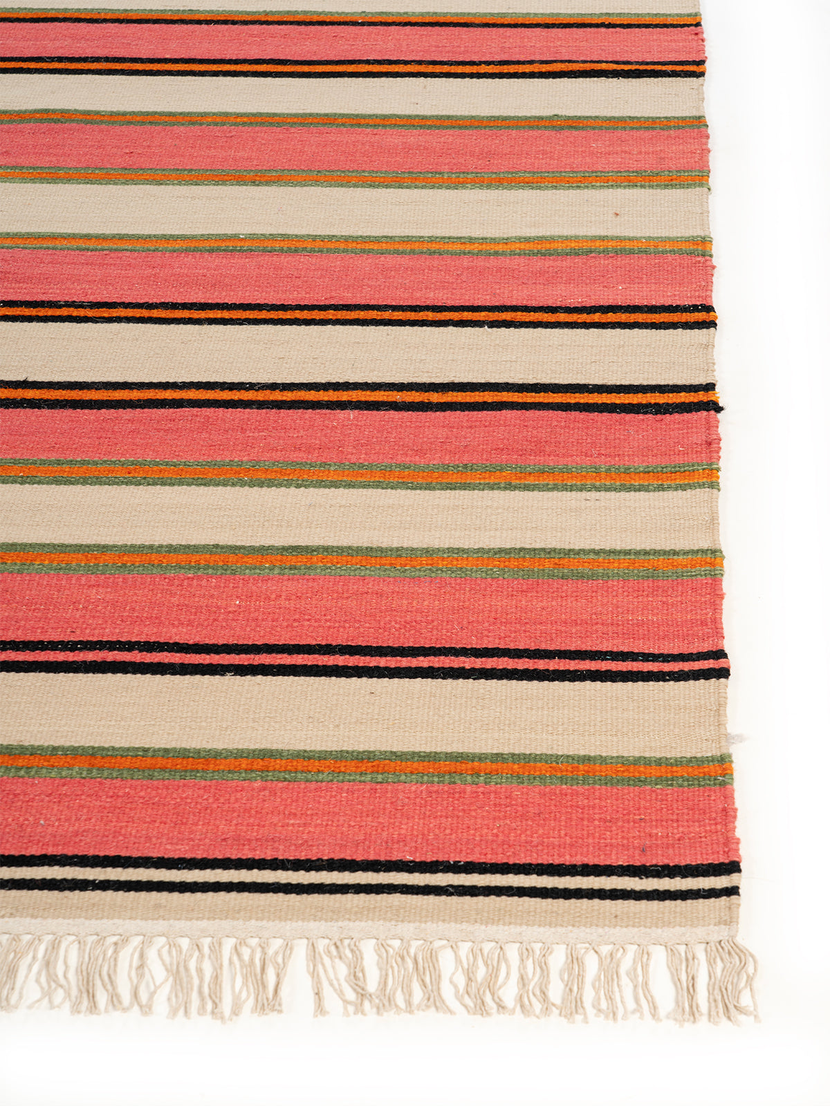 Blush & Terracotta Stripe Rug close-up showing the wool weave and striped pattern