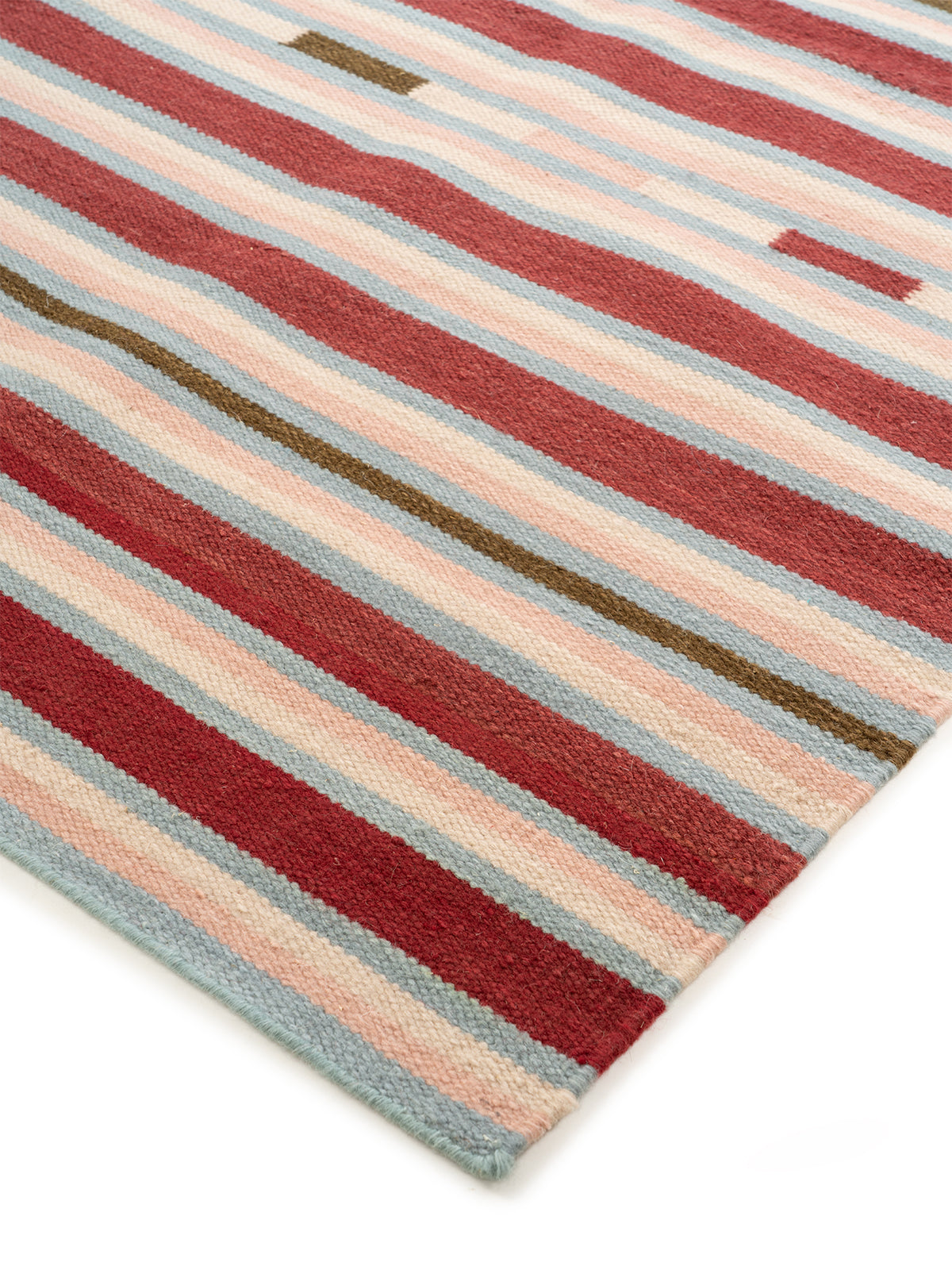 Bohemian Dash Stripe Rug close-up showing the wool weave and striped pattern