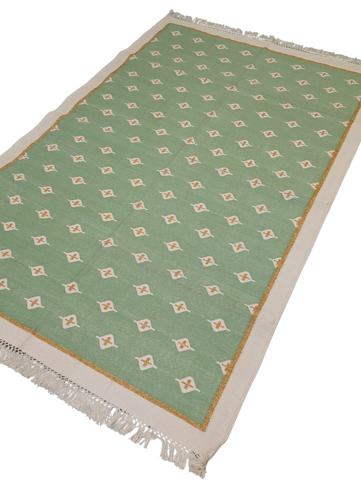 Botanic Bliss Flatweave cotton rug styled in a living room interior
