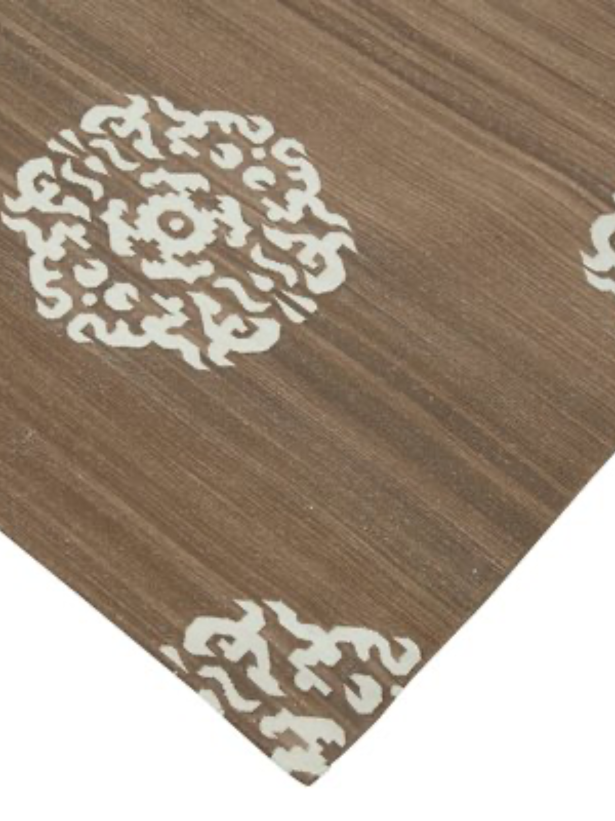 Brown Medallion Cotton Rug close-up showing the cotton weave and traditional motif