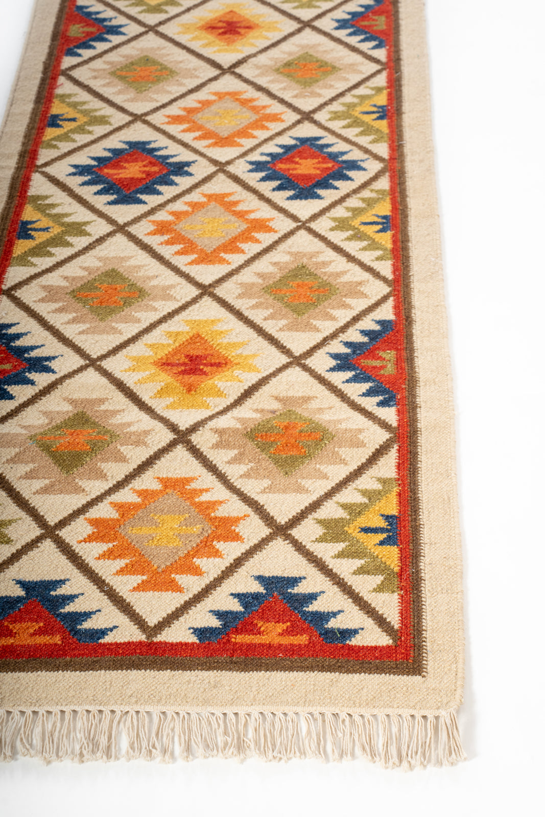 Bundi Cascade Wool Runner wool stair runner styled on a staircase in a designed interior