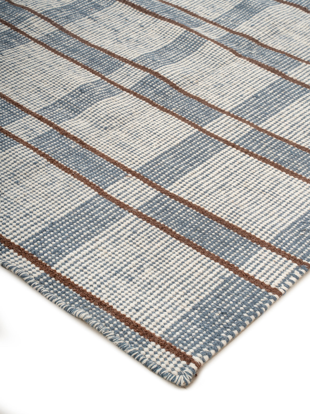 Calm Check Handwoven Wool Rug close-up showing the wool weave and geometric motif