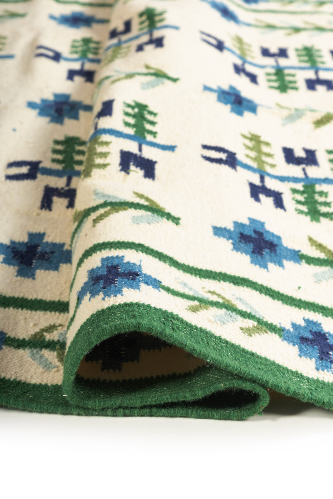 Celestial Garden Flatweave Rug - texture detail showing wool surface